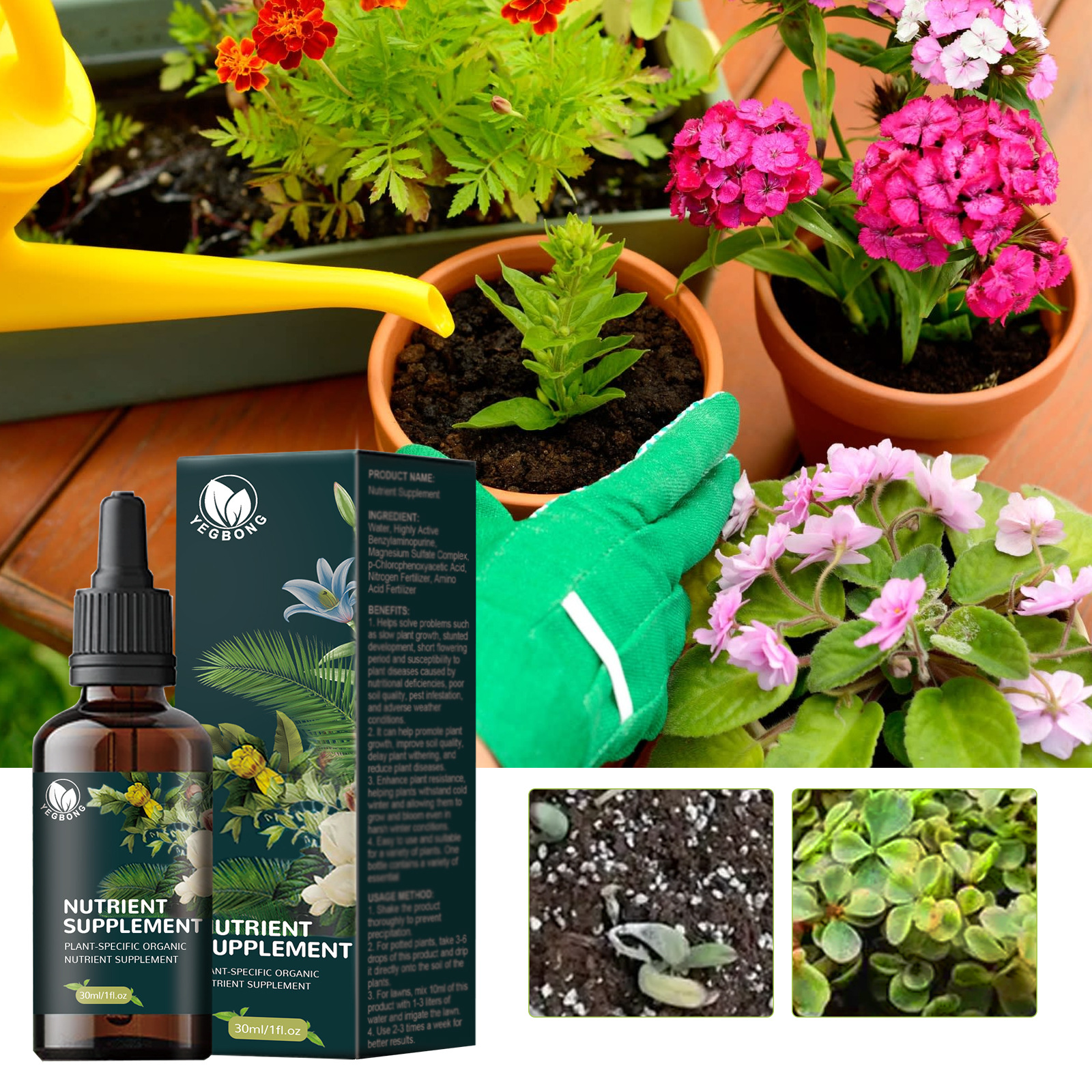 Pflanzennährstofflösung, Konzentrierter Düngerzusatz Für Topfpflanzen, Rasen, Blumen Und Blätter – 30 Ml -- De