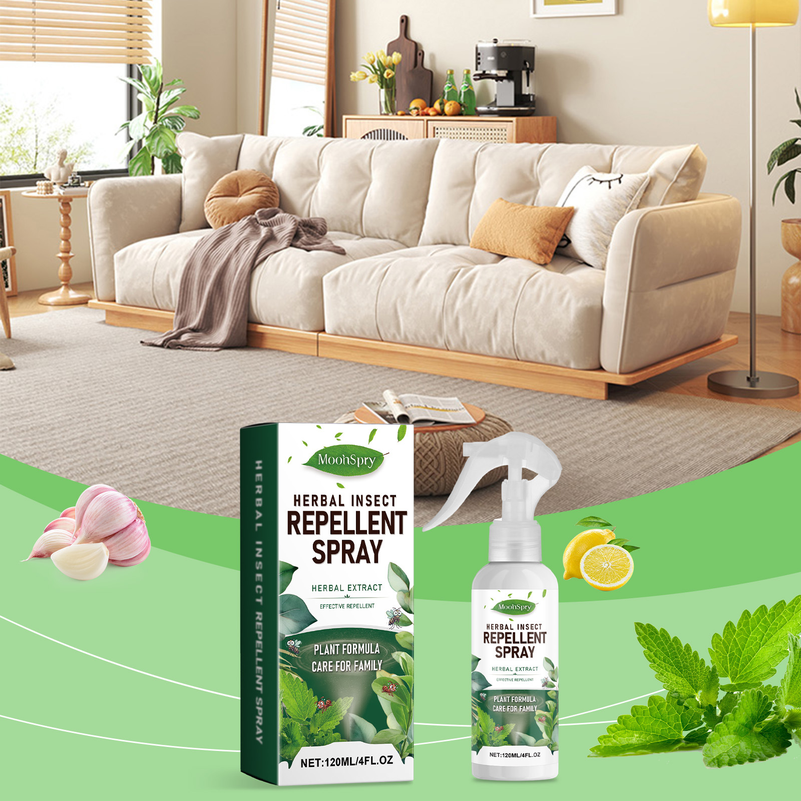 Pflanzliches Insektenschutzspray Für Zuhause, Wohnzimmer, Küche Und Andere Räume – 120 Ml -- De