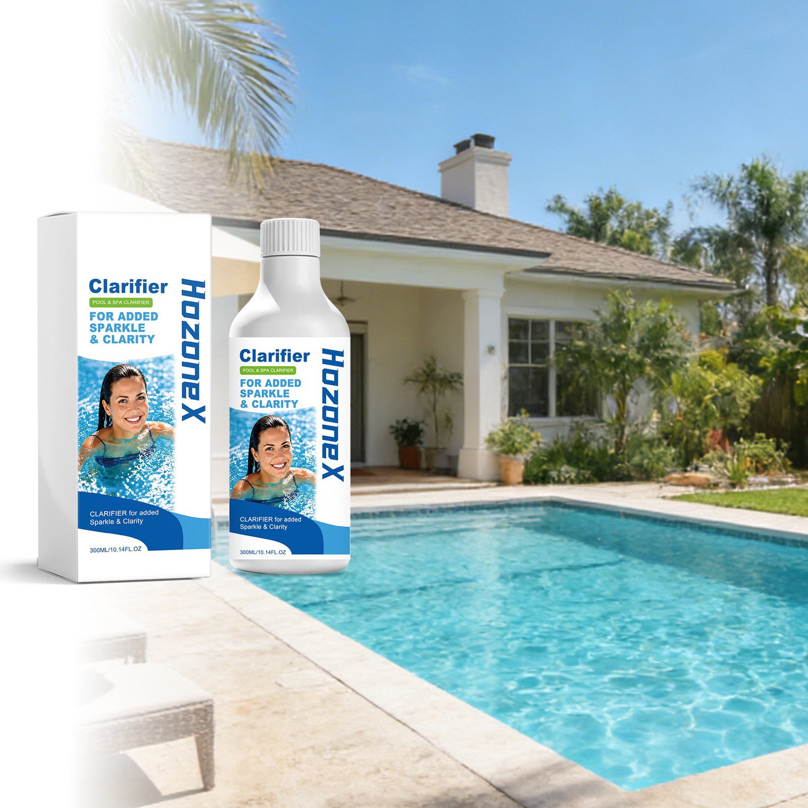 Poolklärlösung – Tägliche Poolwasserreinigung, Reduziert Kalkablagerungen Und Flecken, Minimiert Gerüche – 300 Ml -- De