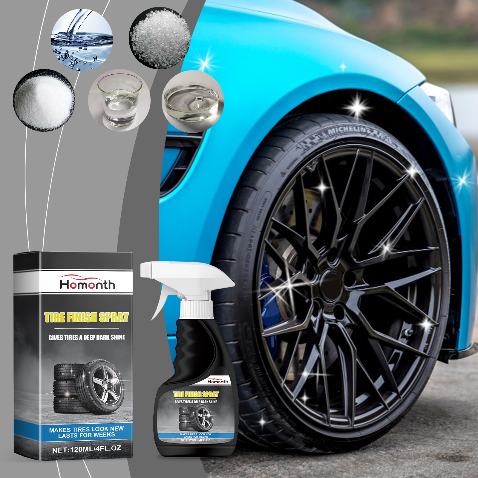 Reifenglanzspray – Flüssiges Beschichtungsmittel Zur Reinigung, Politur, Pflege Und Aufhellung Von Autoreifen – 120 Ml -- De