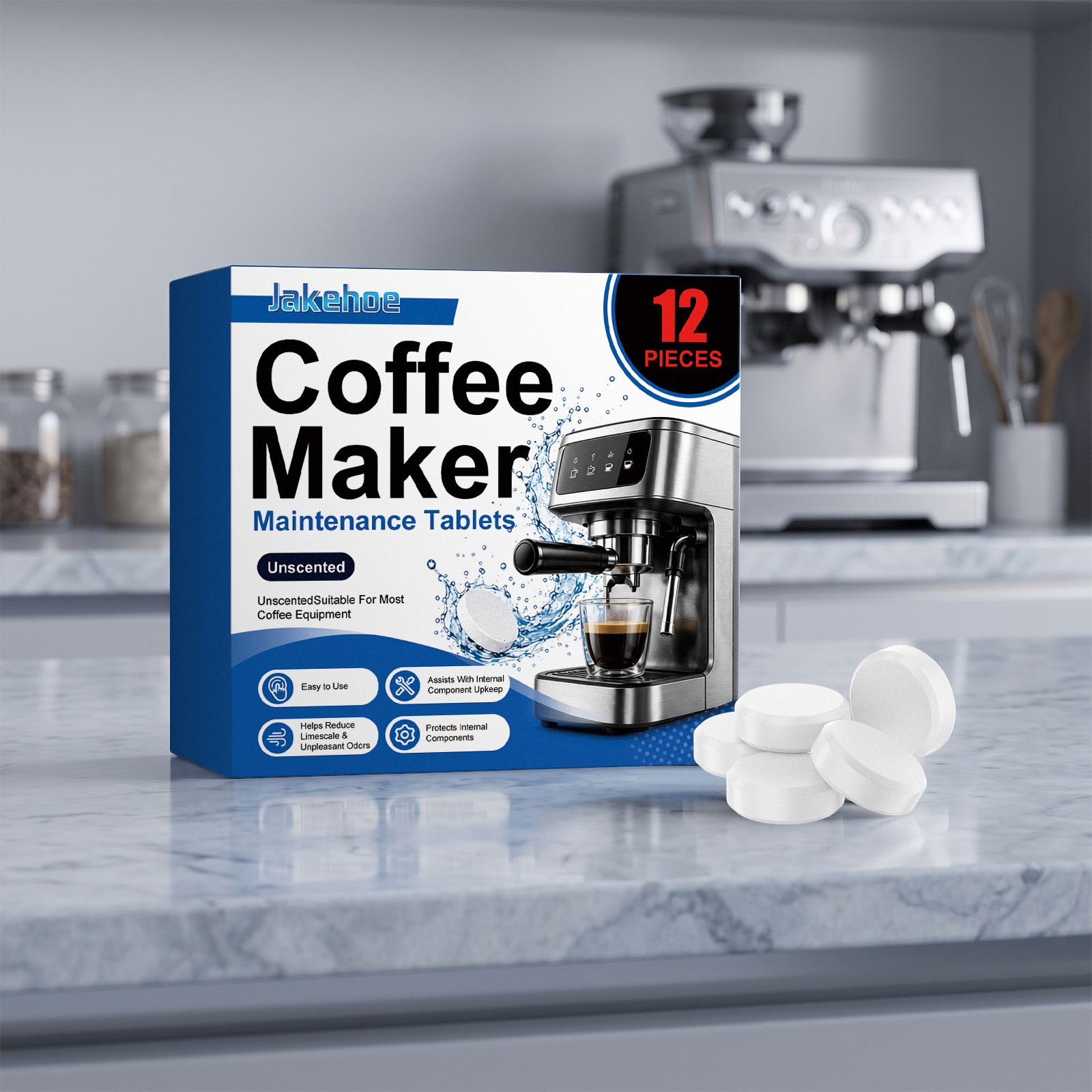 Reinigungstabletten Für Kaffeemaschinen Lösen Kalkablagerungen Und Hartnäckige Beläge, Sind Mit Vielen Kaffeemaschinenmodellen Kompatibel Und Beseitigen Gerüche – 12 Stück -- Biemmedue