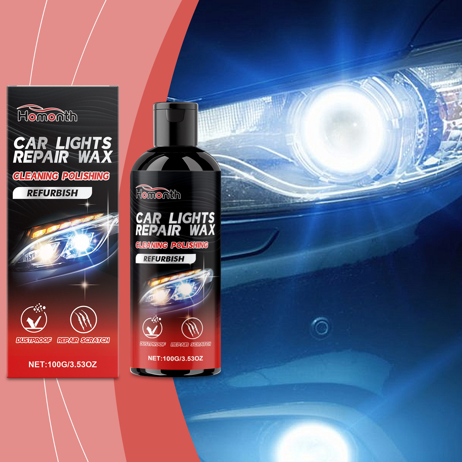 Reparaturpaste Für Autoscheinwerfer, Scheinwerferpflege, Staubentfernung, Aufhellung, Reinigung, Entfernung Von Vergilbung, Polieren Und Aufbereitung – 100 G -- Biemmedue