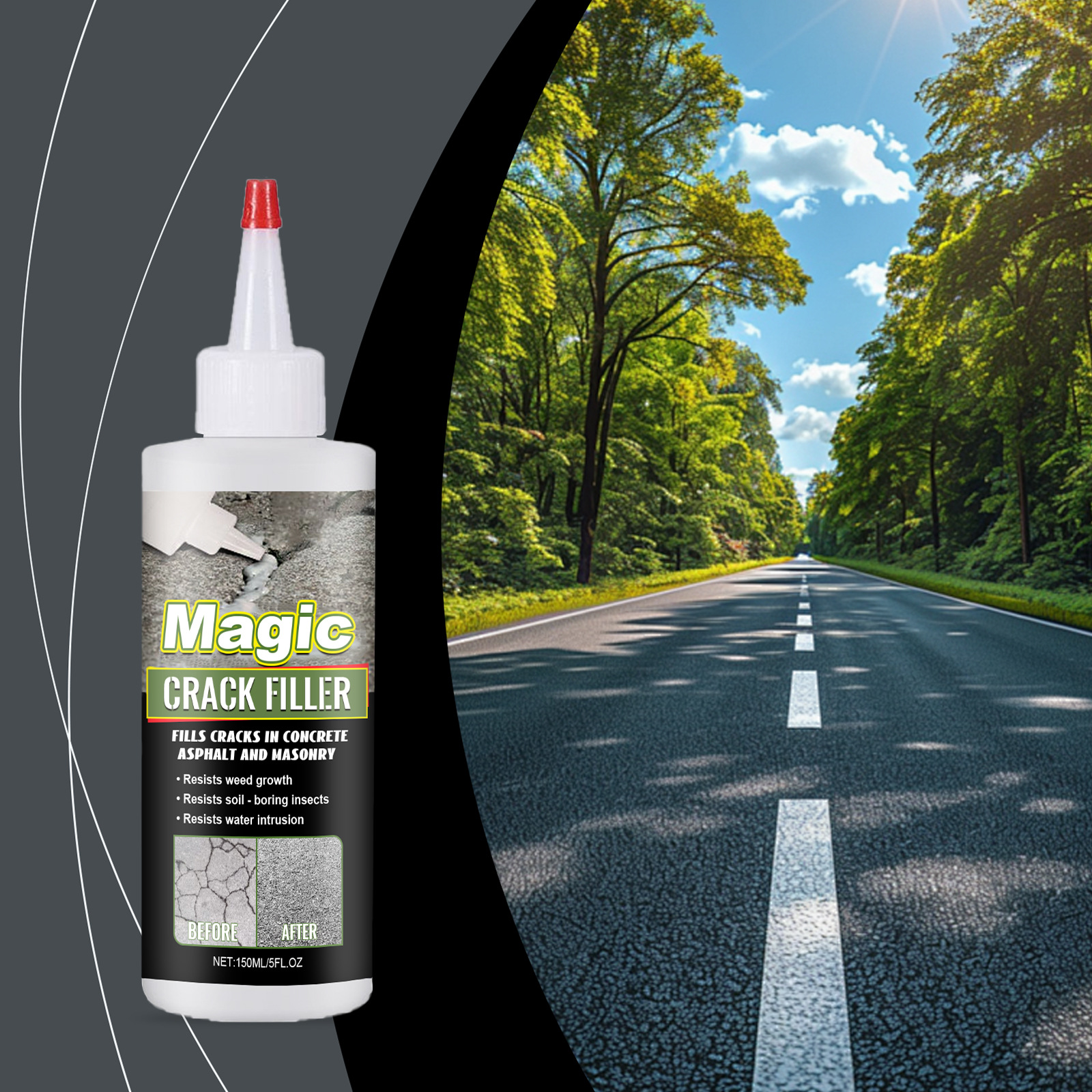 Rissfüller, Elastisch, Rissbeständig, Temperaturbeständig, Kältebeständig, Abdichtend, Wasserdicht, Stabil Und Zur Bodenreparatur Geeignet – 150 Ml -- De