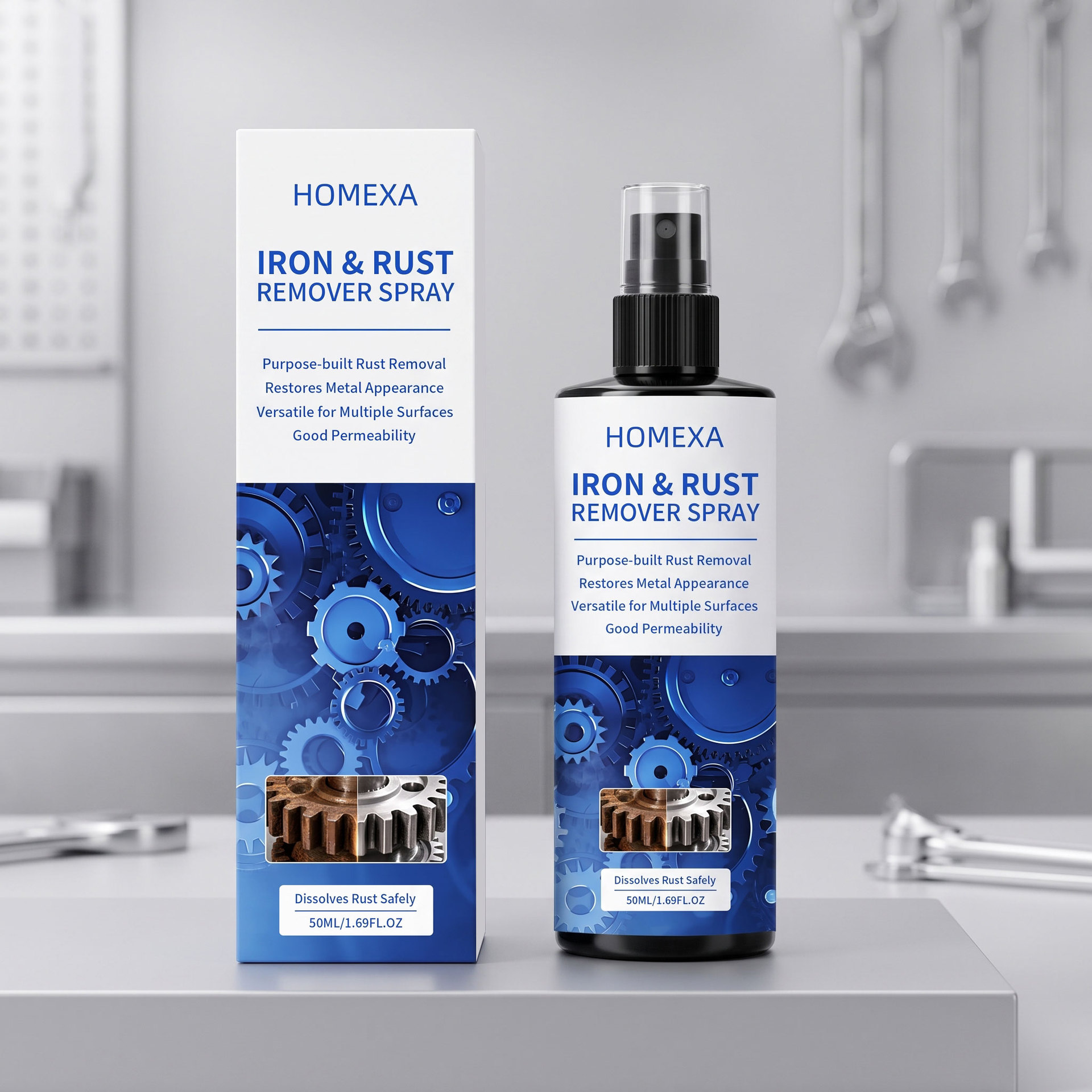 Rostentferner, Haushaltsreiniger Und Pflegemittel Für Metalloberflächen, Feuchtigkeitsabweisend, Rostfrei, Aufhellend, Polierend Und Pflegend – 50 Ml -- Biemmedue