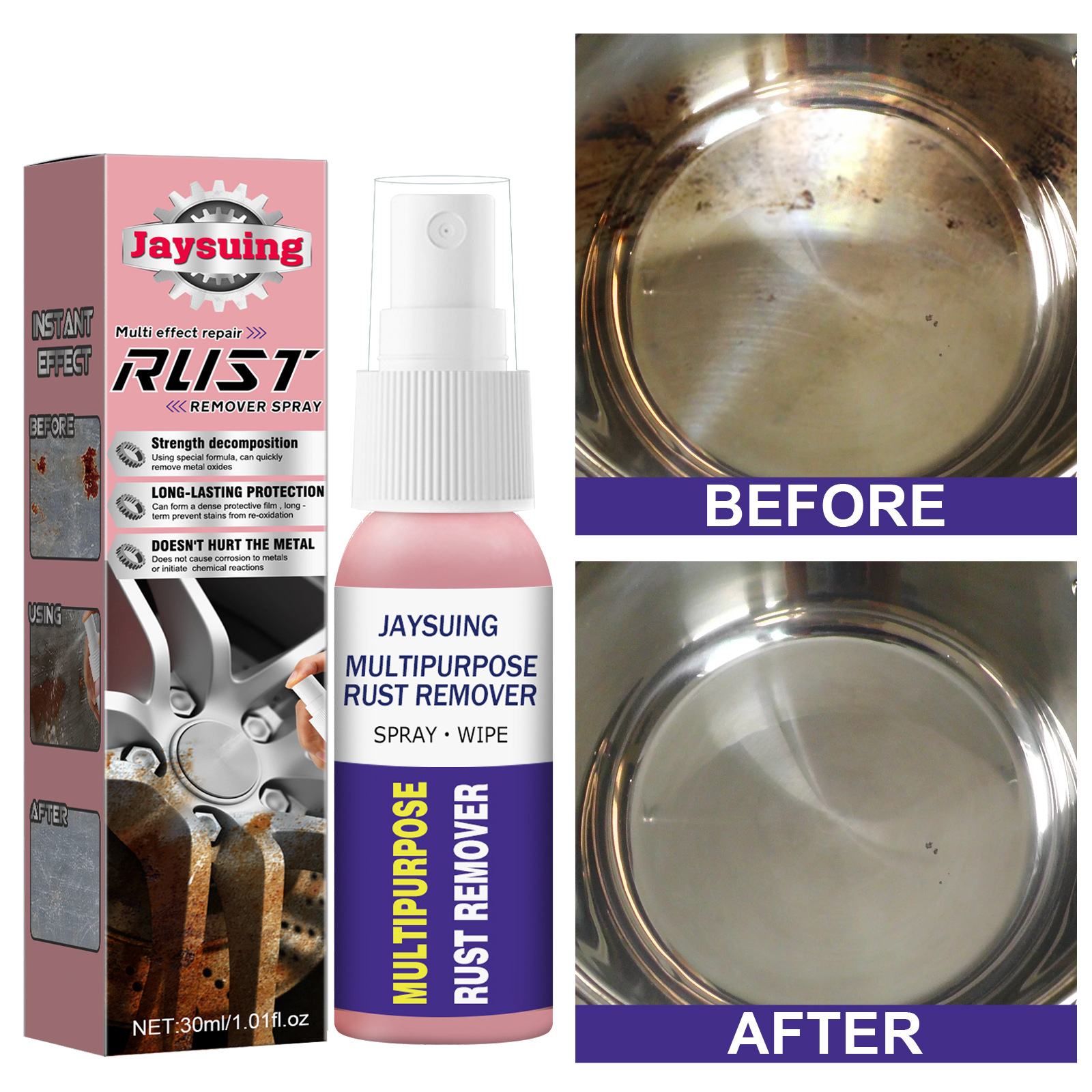 Rostentferner- Und Polierspray Für Haushalts- Und Küchenutensilien, Edelstahlpolitur Sowie Autopflege – 30 Ml – Im Karton -- De