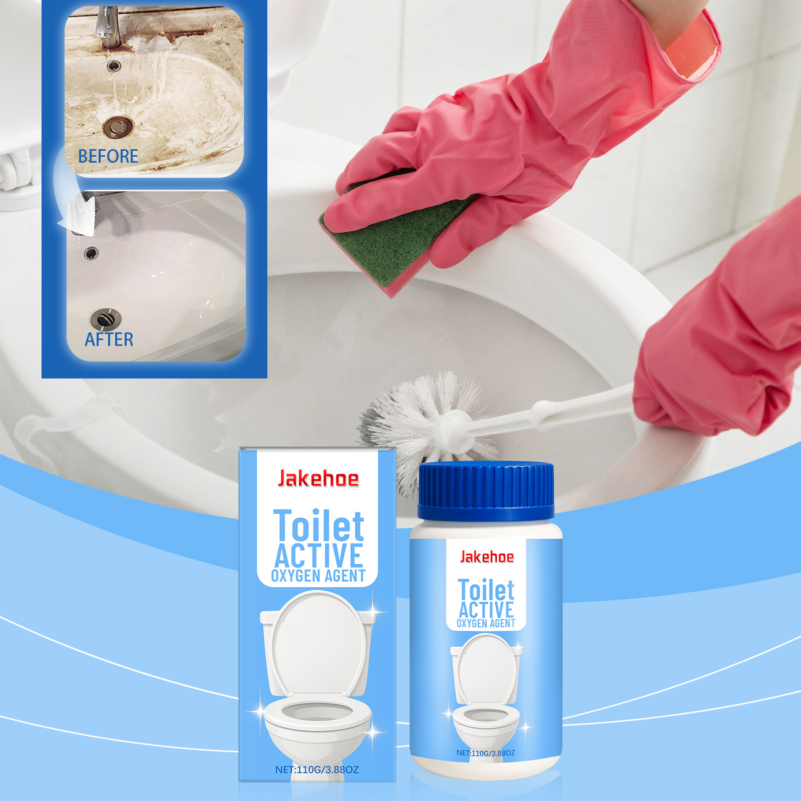 Sanftes Toilettenreinigungspulver, 110 G, Zur Reinigung Von Toilettensitzen, Entfernt Gerüche, Flecken Und Schmutz. -- De