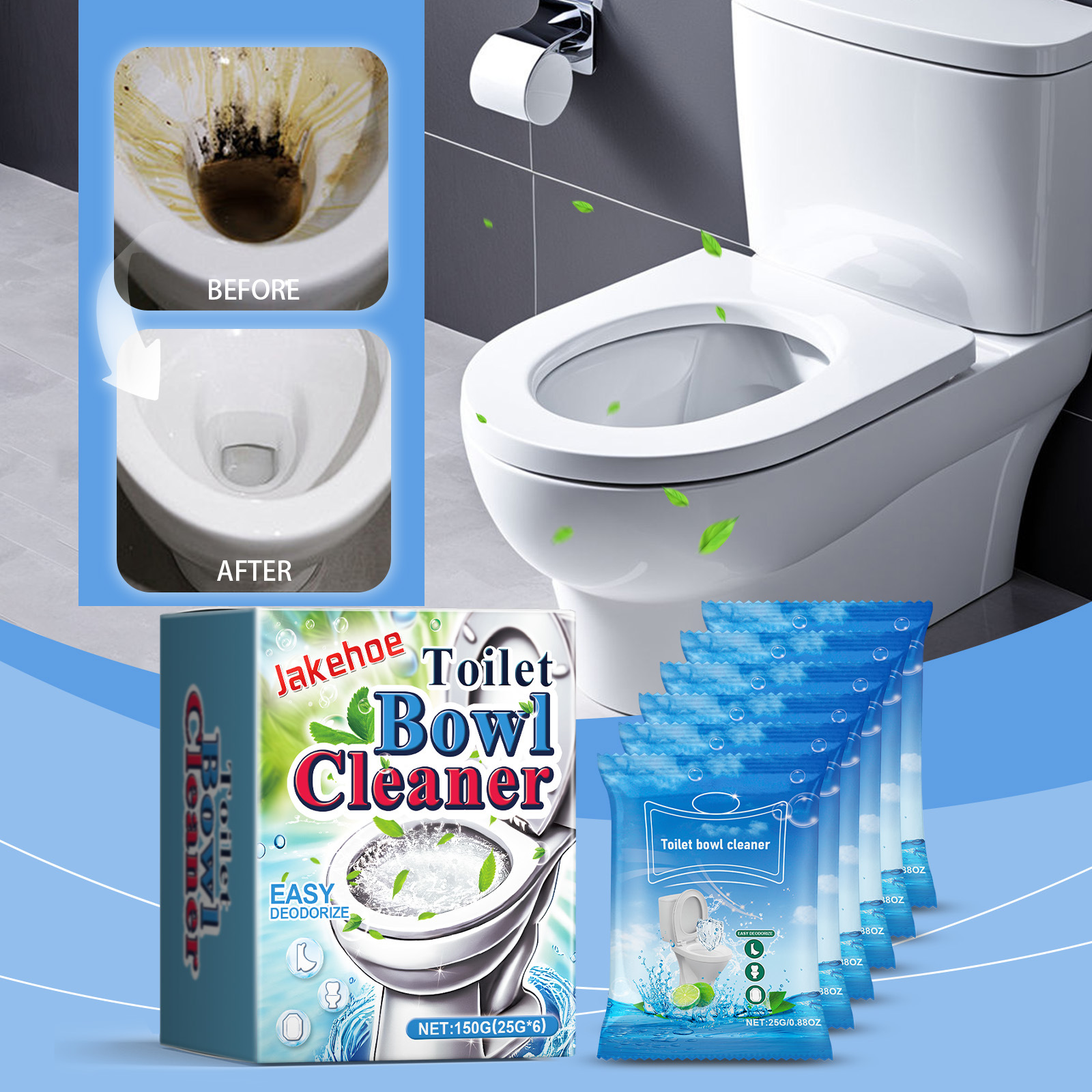 Schaum-toilettenreiniger-pulver Zur Entfernung Von Flecken Und Kalk In Der Haushaltstoilette – 150 G (25 G 6 Stück) -- De