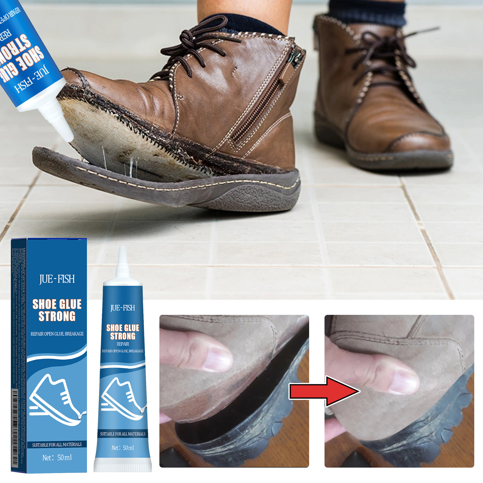 Schuhreparaturkleber, Speziell Für Schuhreparateure, Klebstoff Für Sportschuhe Und Lederschuhe, Wasserfester Schuhreparaturkleber – 50 Ml -- Biemmedue