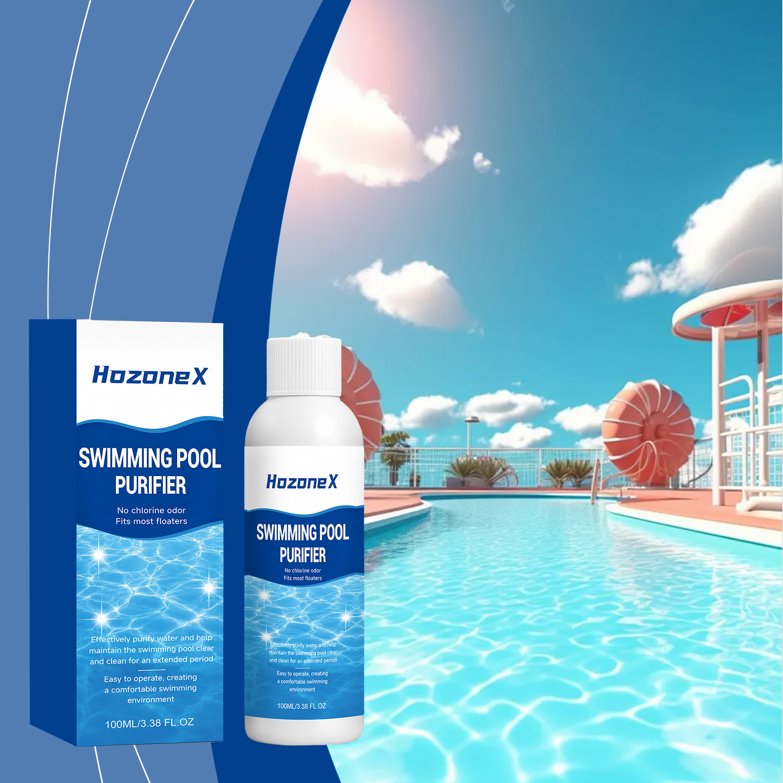 Schwimmbadwasserreiniger, Poolwasserklärer, Flockungsmittel, Sedimentationsmittel, Entfernt Trübstoffe, Haushalts-schwimmbadwasserreiniger – 100 Ml -- Biemmedue