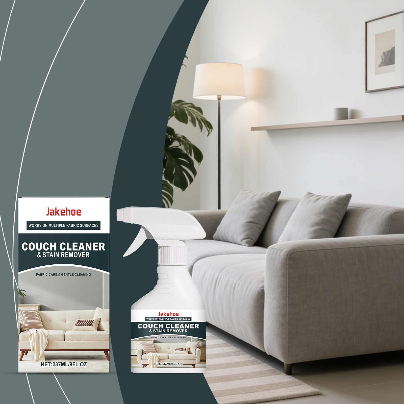 Sofa-fleckenentferner-spray – Reinigt Stoffe, Leder Und Heimtextilien – Kein Waschen Erforderlich, Einfach Abwischen, Entfernt Gerüche – 237 Ml -- Biemmedue