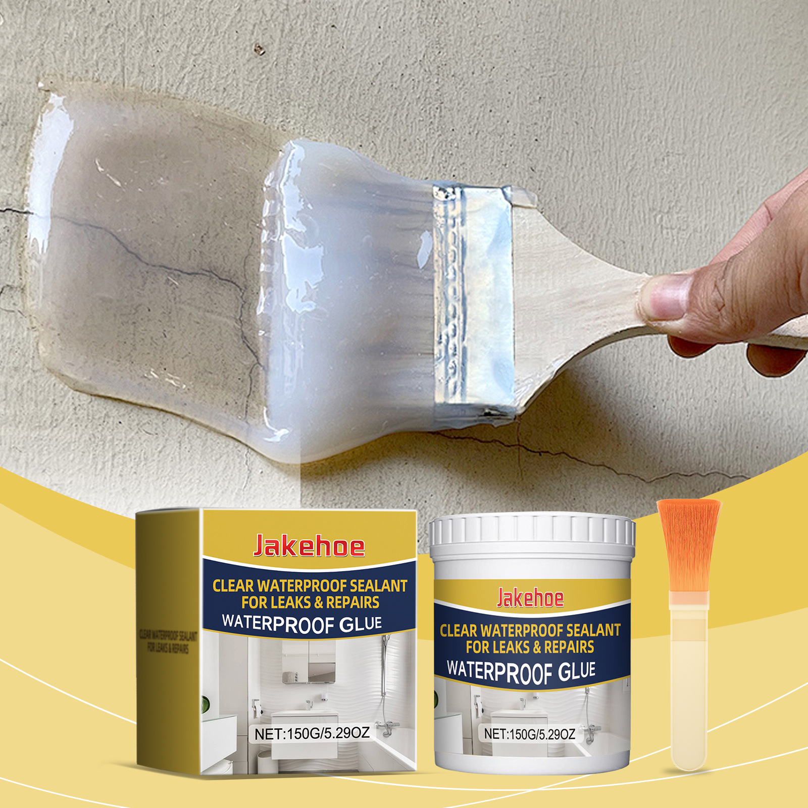Transparente, Wasserdichte Dichtmasse Für Haushaltsreinigung, Küche, Außenwände, Fensterbänke Und Wandabdichtung Zur Verhinderung Von Wassereintritt – 150 G + Pinsel -- De