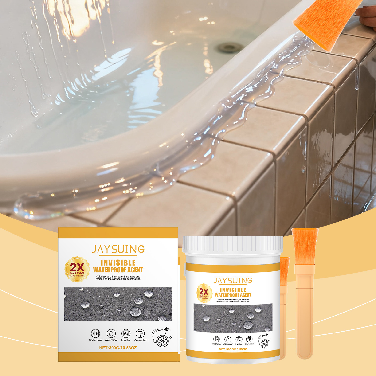 Transparenter, Wasserfester Klebstoff Zum Verkleben Kleiner Risse In Wänden, Fliesen Und Decken – 300 G + Pinsel 1 -- De