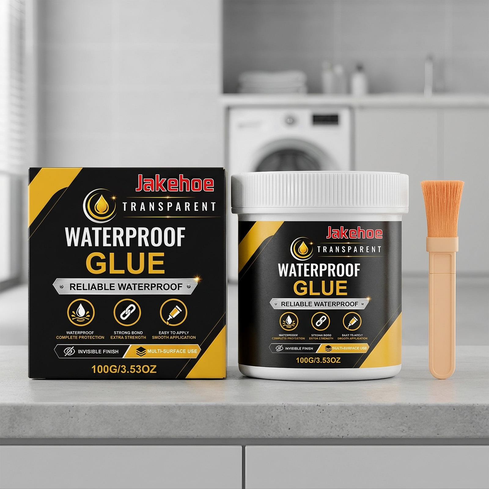 Transparenter, Wasserfester Klebstoff, Geeignet Zum Abdichten Und Ausbessern Von Fugen In Wänden Und Böden Verschiedener Materialien – 100 G Klebstoff X 1, Pinsel X 1 -- De