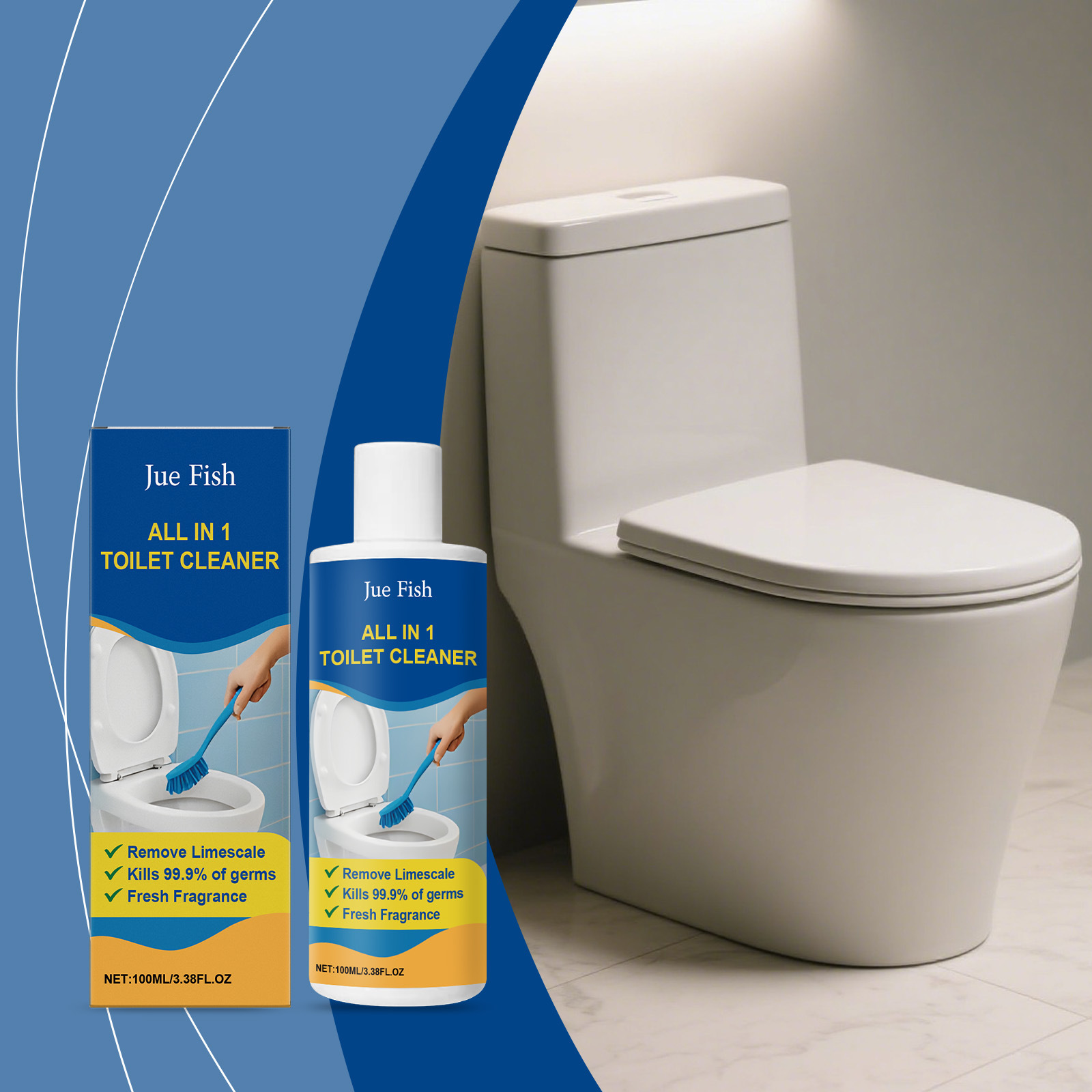 Wc-reiniger Für Den Hausgebrauch, Reinigt Und Entfernt Flecken, Reduziert Gerüche Und Entkalkt – 100 Ml -- De