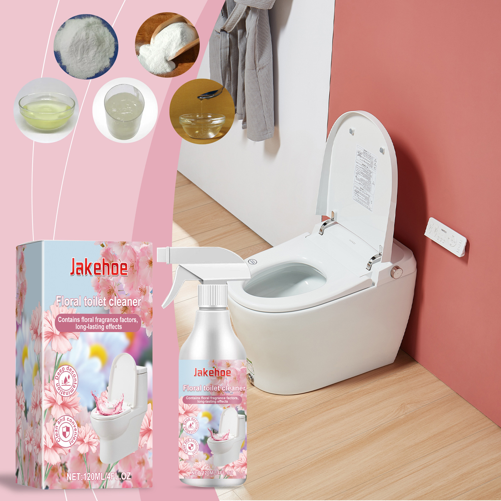 Wc-reiniger Mit Blumigem Duft, Für Toilette Und Badezimmer, Entfernt Flecken Und Gerüche, Erfrischt Den Teint – 120 Ml -- De