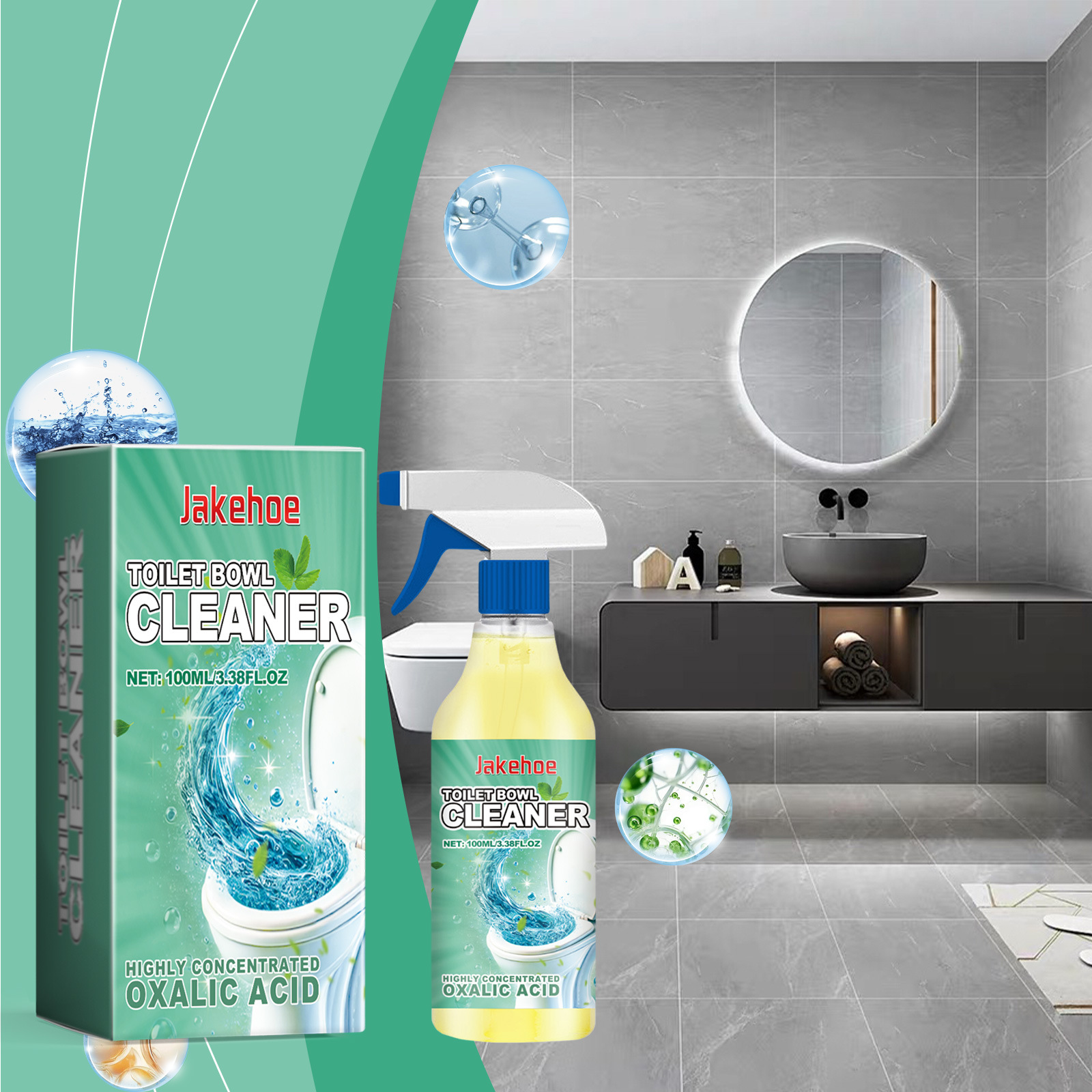 Wc-reiniger, Badreiniger, Geruchsbeseitiger, Entkalker – 100 Ml -- De