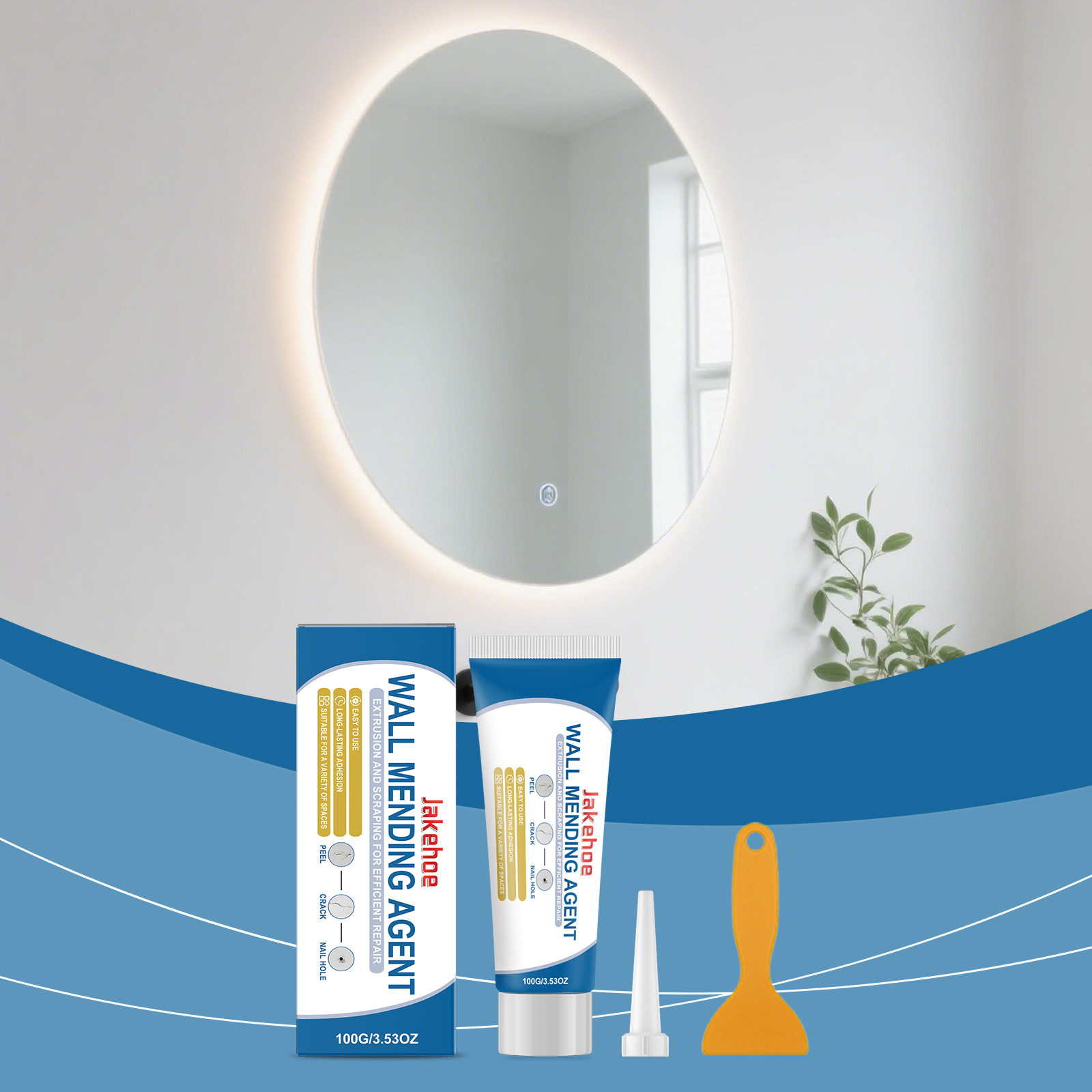 Wandreparaturpaste Für Den Täglichen Gebrauch, Renovierung Und Instandhaltung Von Wandflecken, Graffiti Und Abblätternder Farbe – Praktische Reparatur – 100 G × 1, Spachtel × 1, Düsenkappe × 1 -- Biem