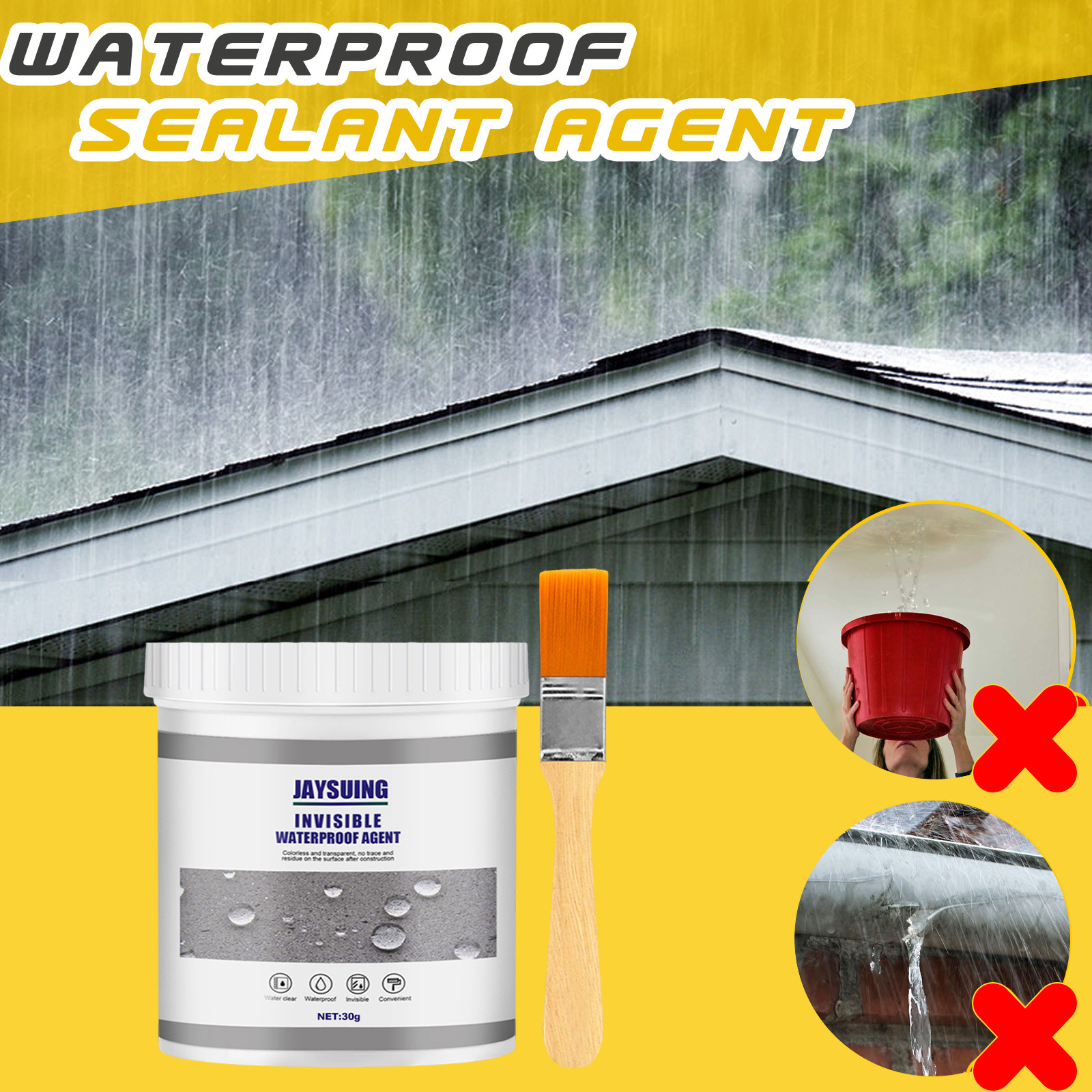 Wasserdichtes Dichtmittel Für Risse In Küche, Bad Und Dach – 30 G + Pinsel -- De