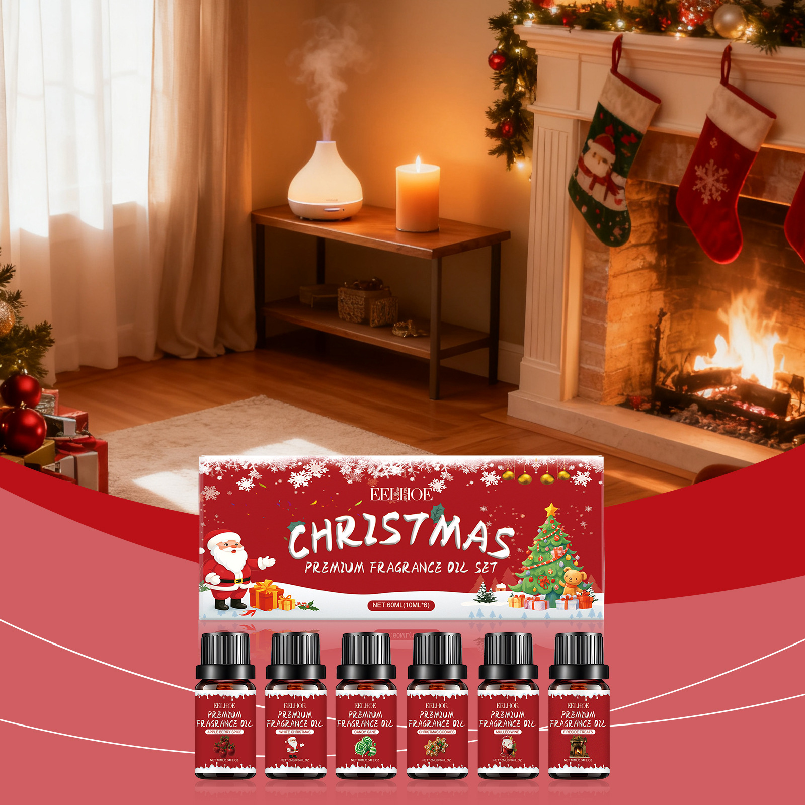 Weihnachtsduft-set Mit Ätherischen Ölen: Natürlicher, Frischer Und Langanhaltender Duft Für Eine Behagliche, Festliche Atmosphäre Zu Hause Oder Im Büro – 60 Ml (6 X 10 Ml) -- Biemmedue
