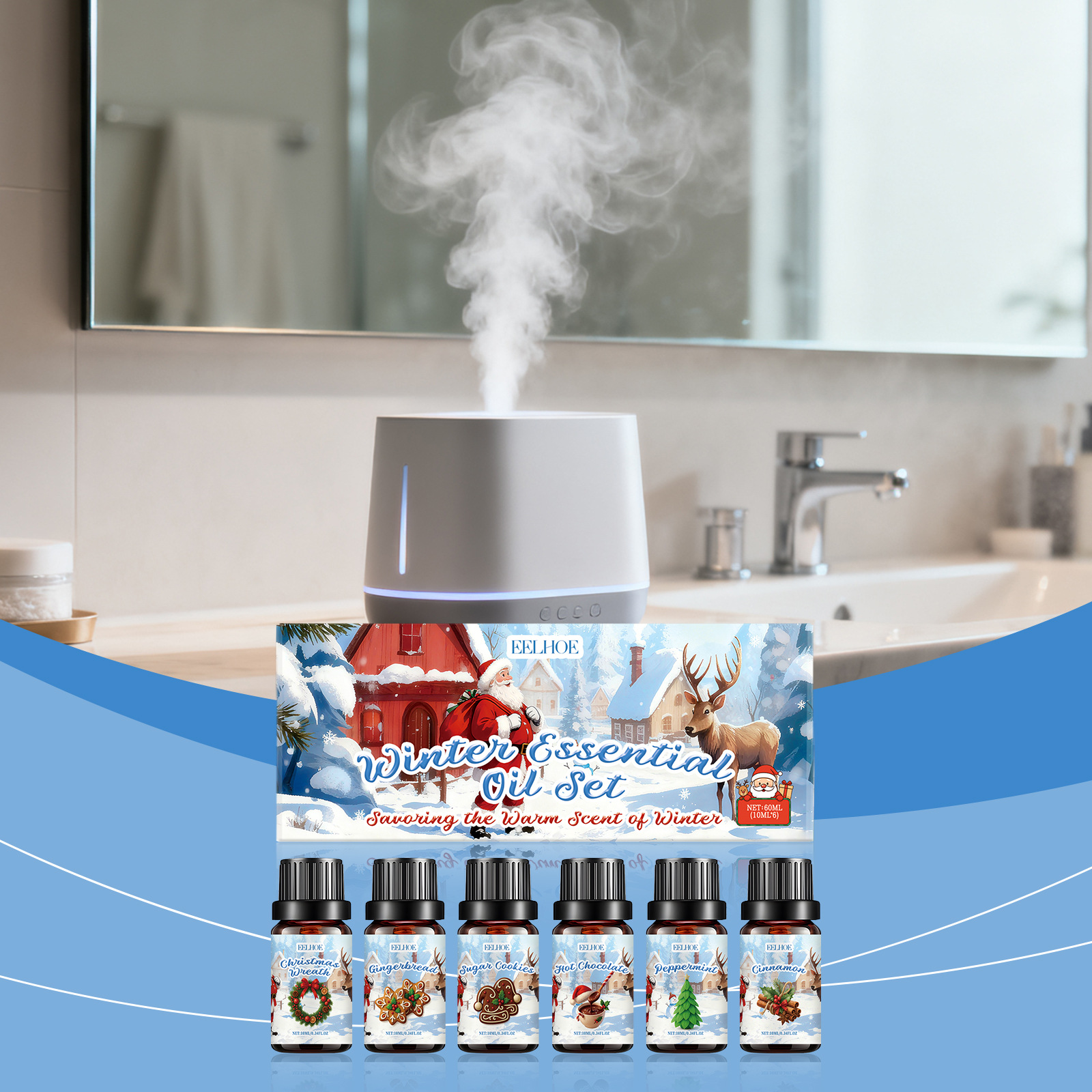 Winterliches Aromatherapie-set Mit Ätherischen Ölen – Erfrischt Die Raumluft Und Schafft Eine Festliche Atmosphäre – Ätherische Öle Für Die Aromatherapie Zu Hause – 60 Ml (6 X 10 Ml) -- Biemmedue
