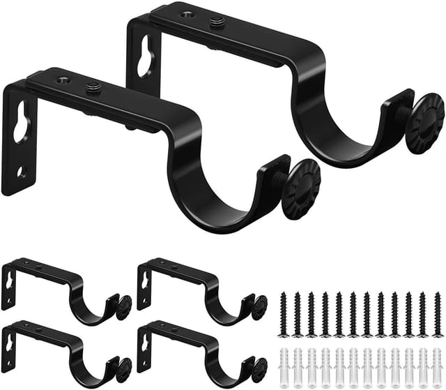 BEBUSINGOTO 2Pcs Einstellbare Vorhang Stange Halterung Vorhang Halter mit Befestigungs Schrauben für Vorhang Stange