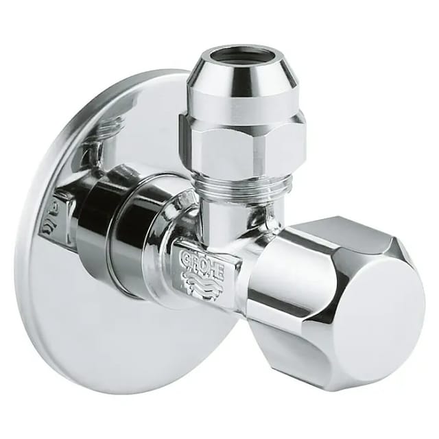 Eckventil 22023000 1/2' x 3/8', chrom, Rosette, selbstdichtend, Quetschverschraubung - Grohe