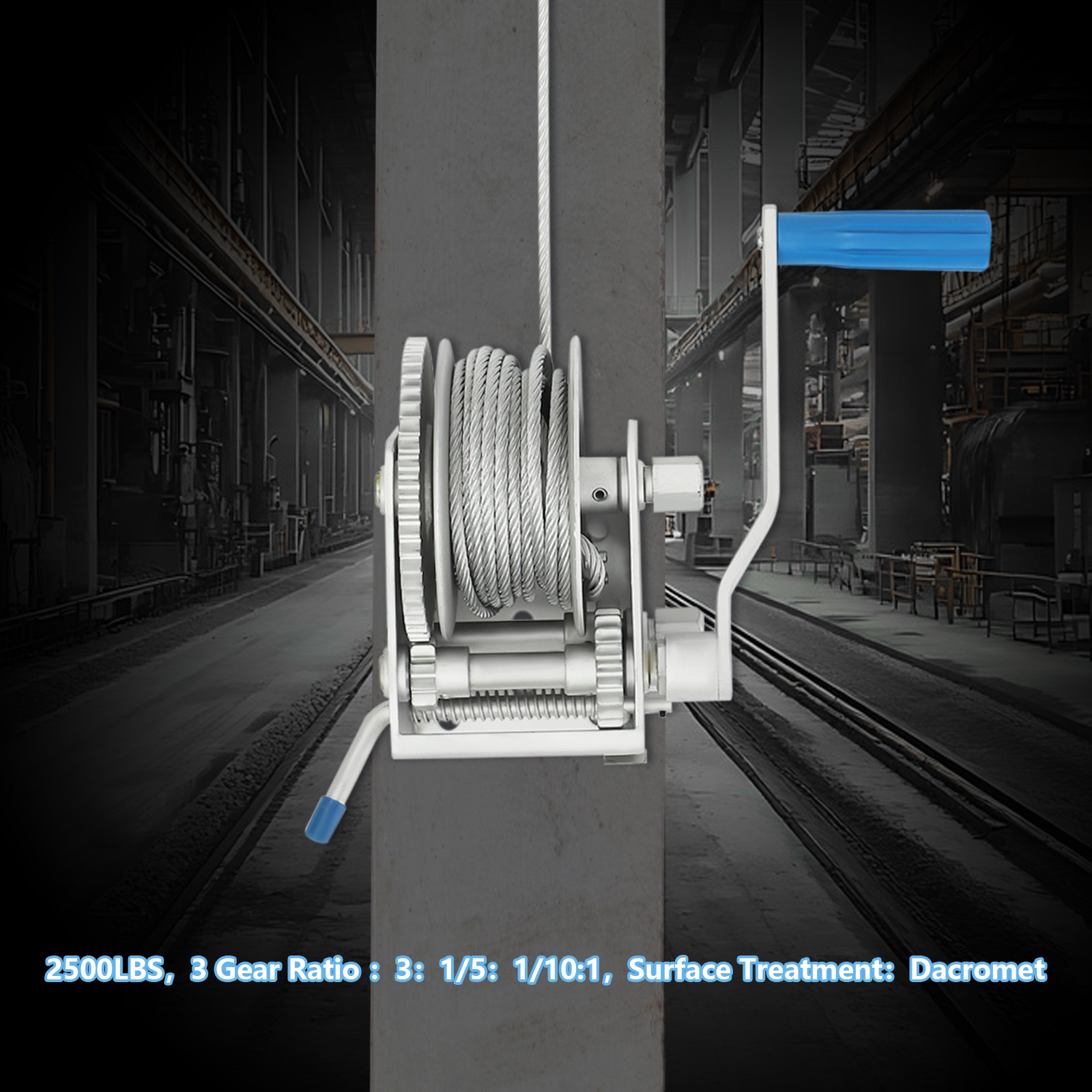 Handseilwinde Bis 2500 Lbs Winde Mit 7 M Drahtseil, Seilwinde Handbetrieben, Handseilzug Effizient, Forstseilwinde