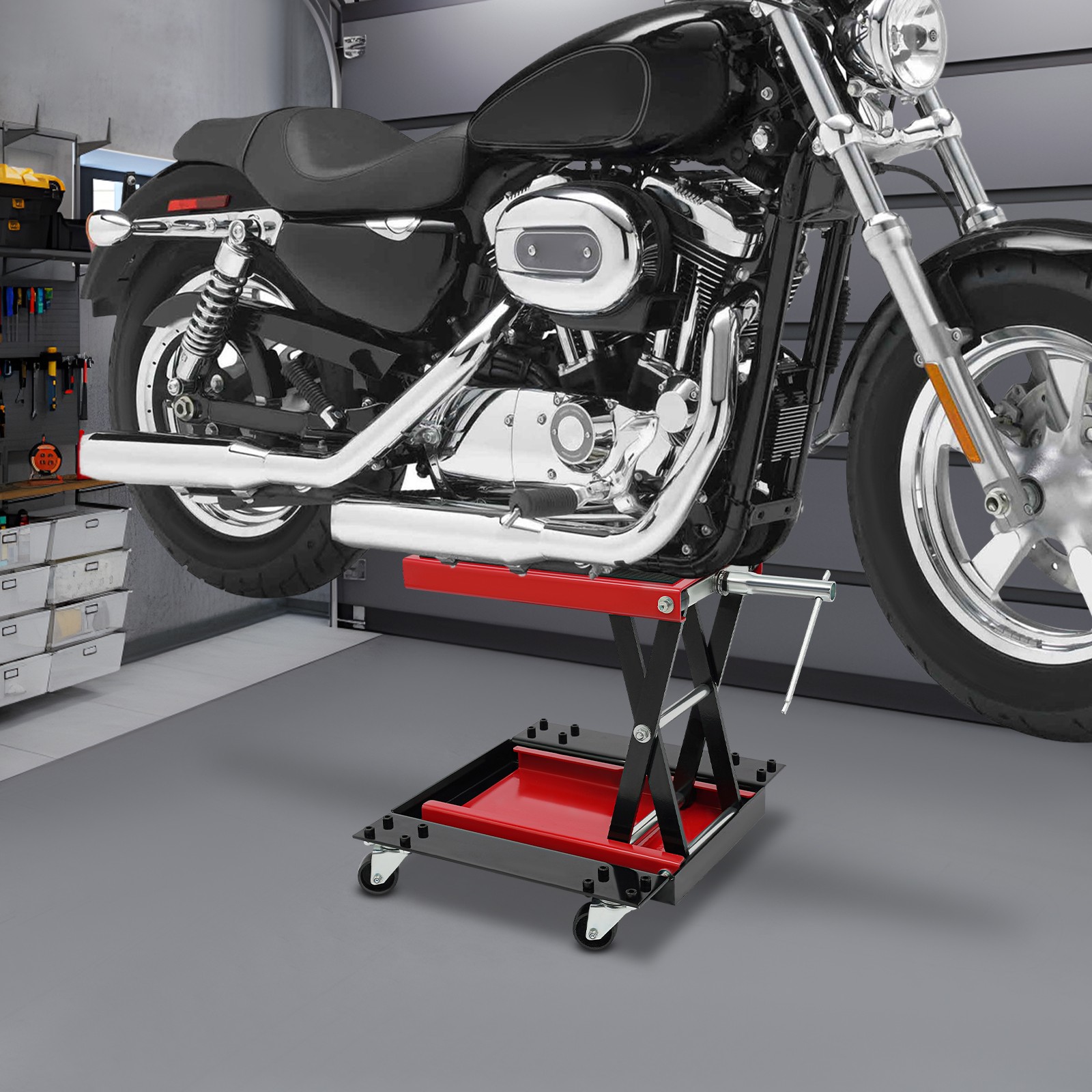 Motorradheber 500kg, Höhenverstellbar, Faltbar, Mit Rädern, Für Wartung & Reparatur