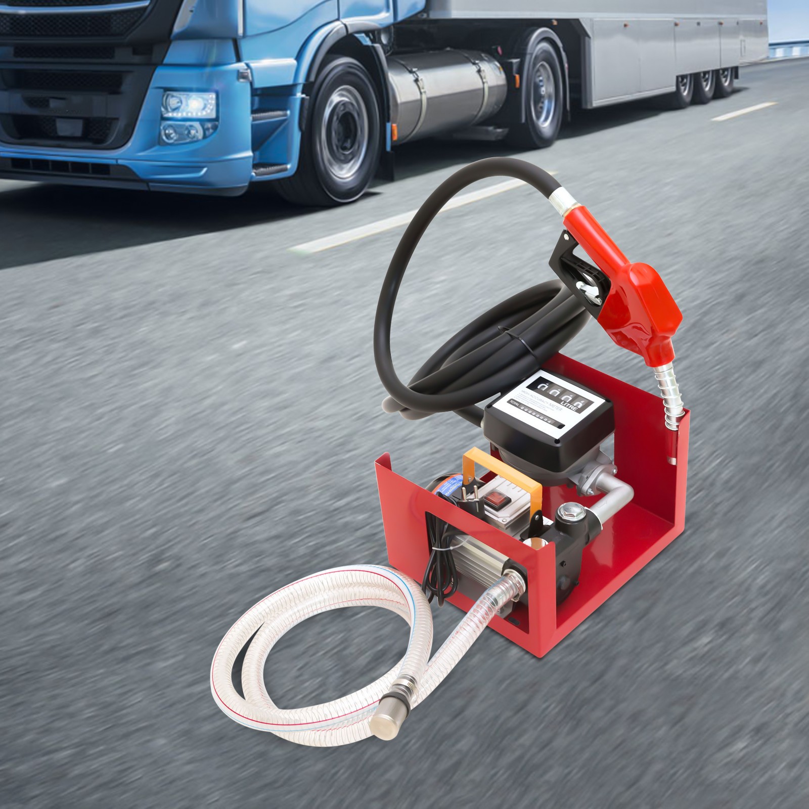 Diesel Transferpumpe 550w, 60l/min, 2800 U/min, Selbstansaugend, Mit Zapfpistole & Durchflussmesser, Ideal Für Baumaschinen & Landwirtschaft
