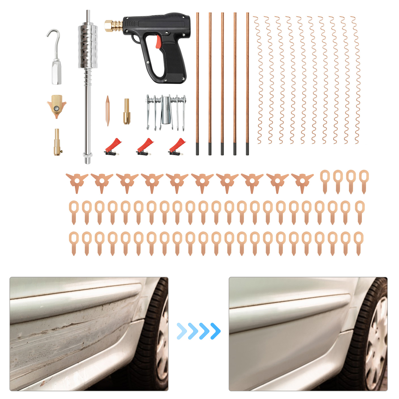 86 Tlg Dent Puller Punktschweißelektroden Spotter Schweißgerät Ausbeul Kit Tool