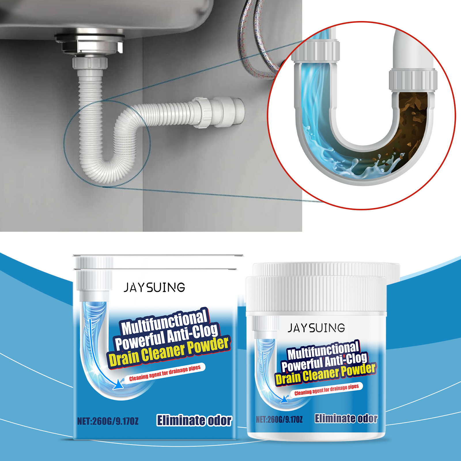 Abflussreinigungspulver Für Küchen- Und Badezimmerabflüsse – 260 G -- Biemmedue