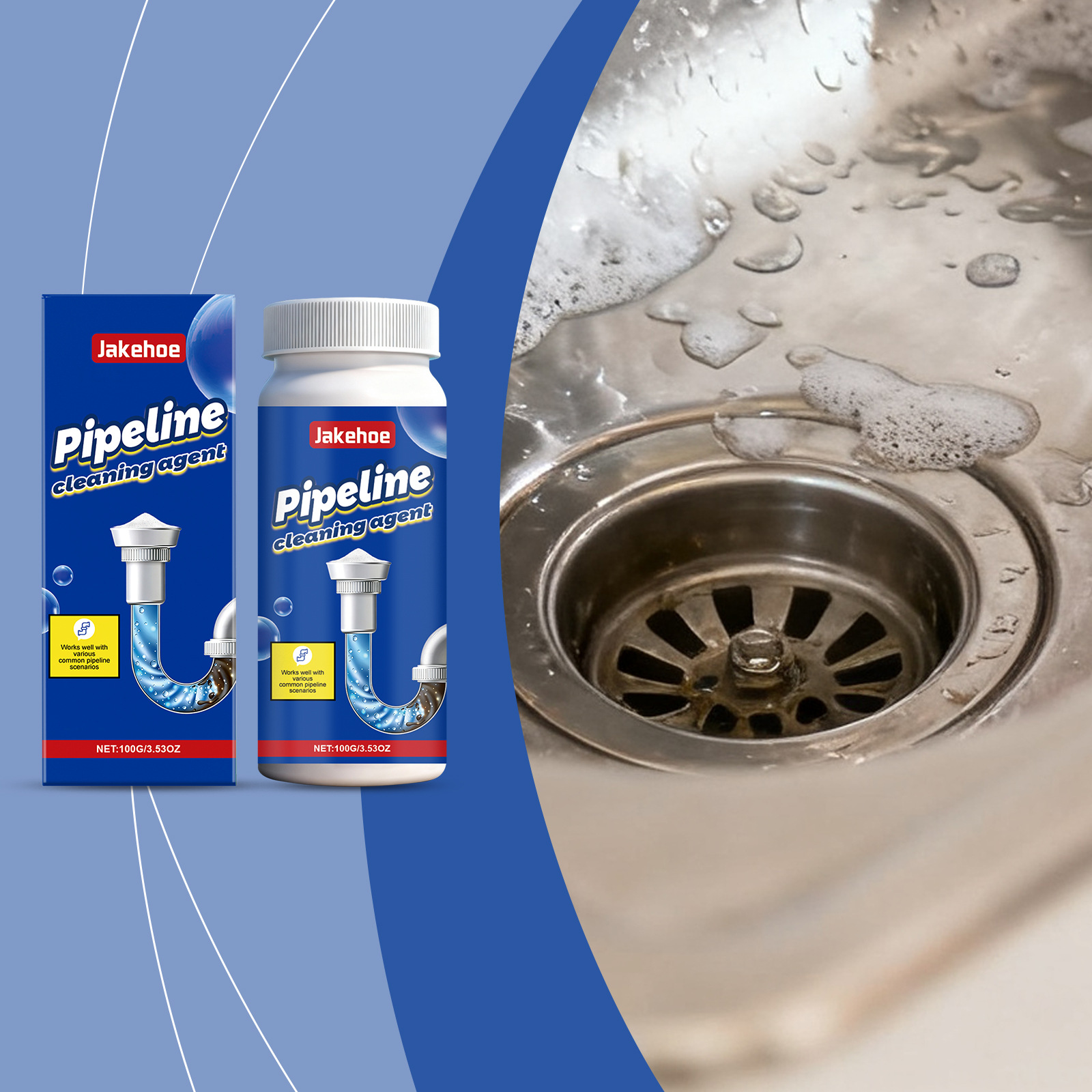 Abflussreinigungspulver, Haushaltsabflussreiniger, Einfach Anzuwenden, Geeignet Für Verschiedene Gängige Rohre – 100 G -- Biemmedue