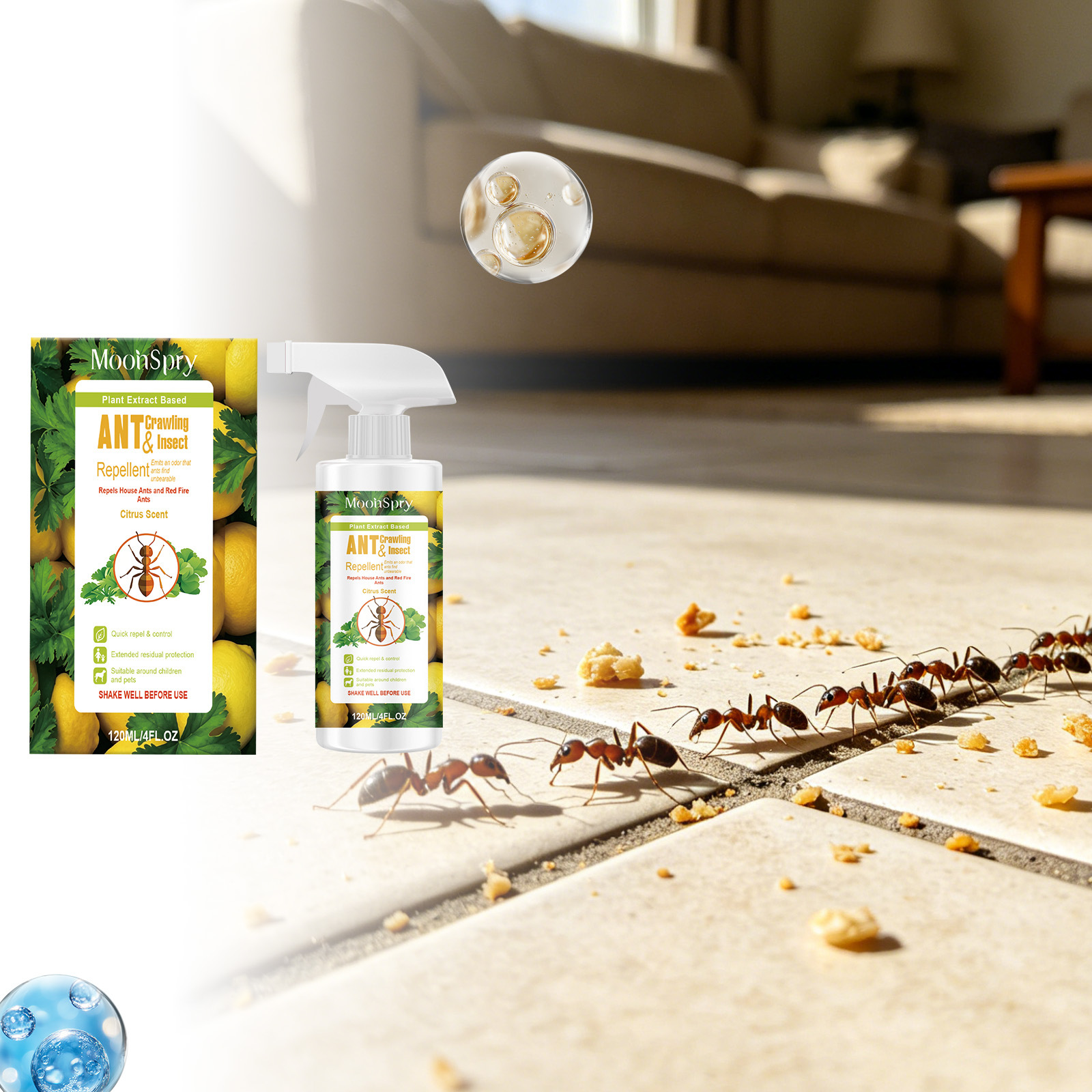 Ameisenabwehrspray Für Küchen- Und Balkonritzen Reduziert Ameisenaktivität. Frischer Zitrusduft. – 120 Ml -- Biemmedue