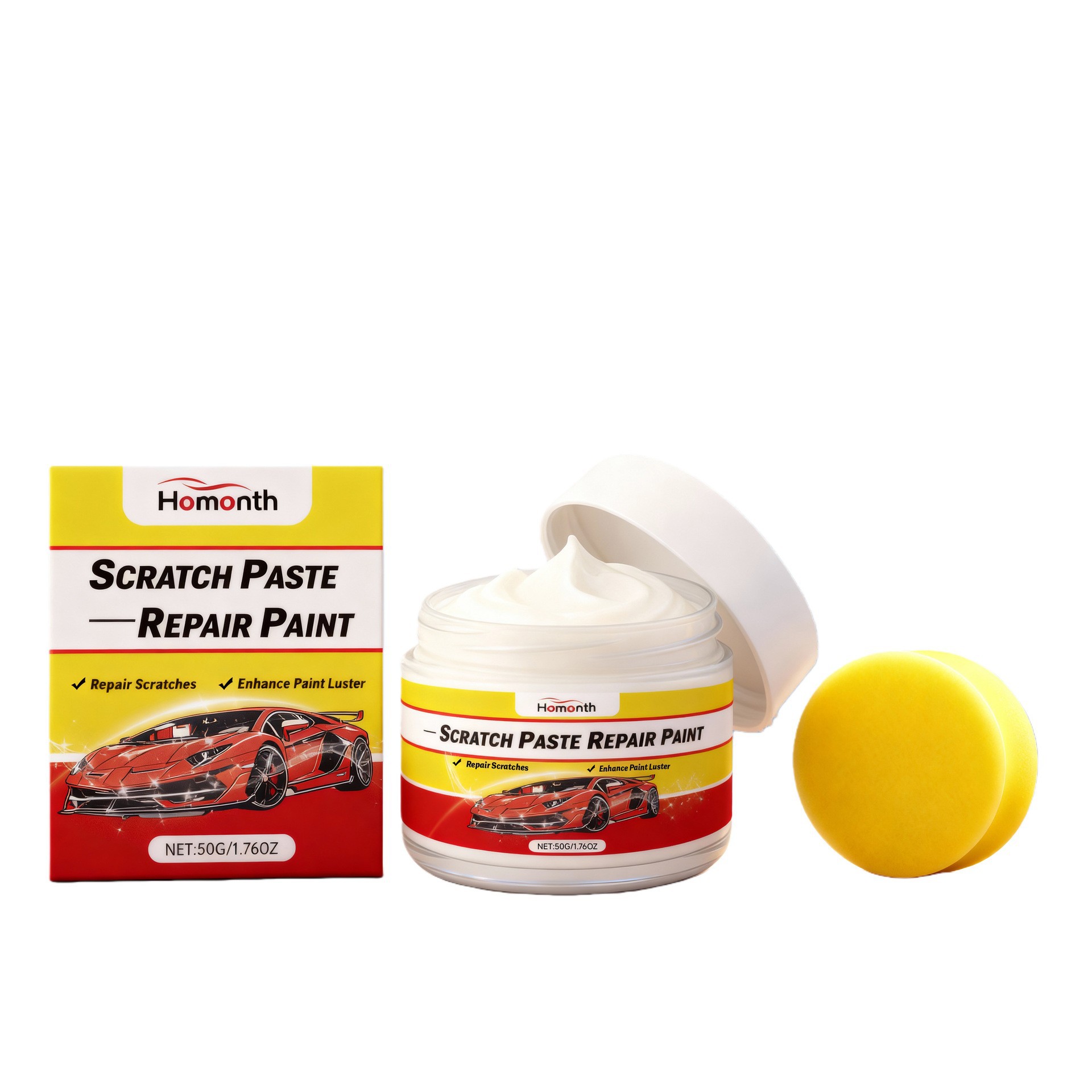 Autokratzer-pflegeset – Set Zur Täglichen Lackpflege Und -reinigung – 50 G + 1 Schwamm -- Biemmedue