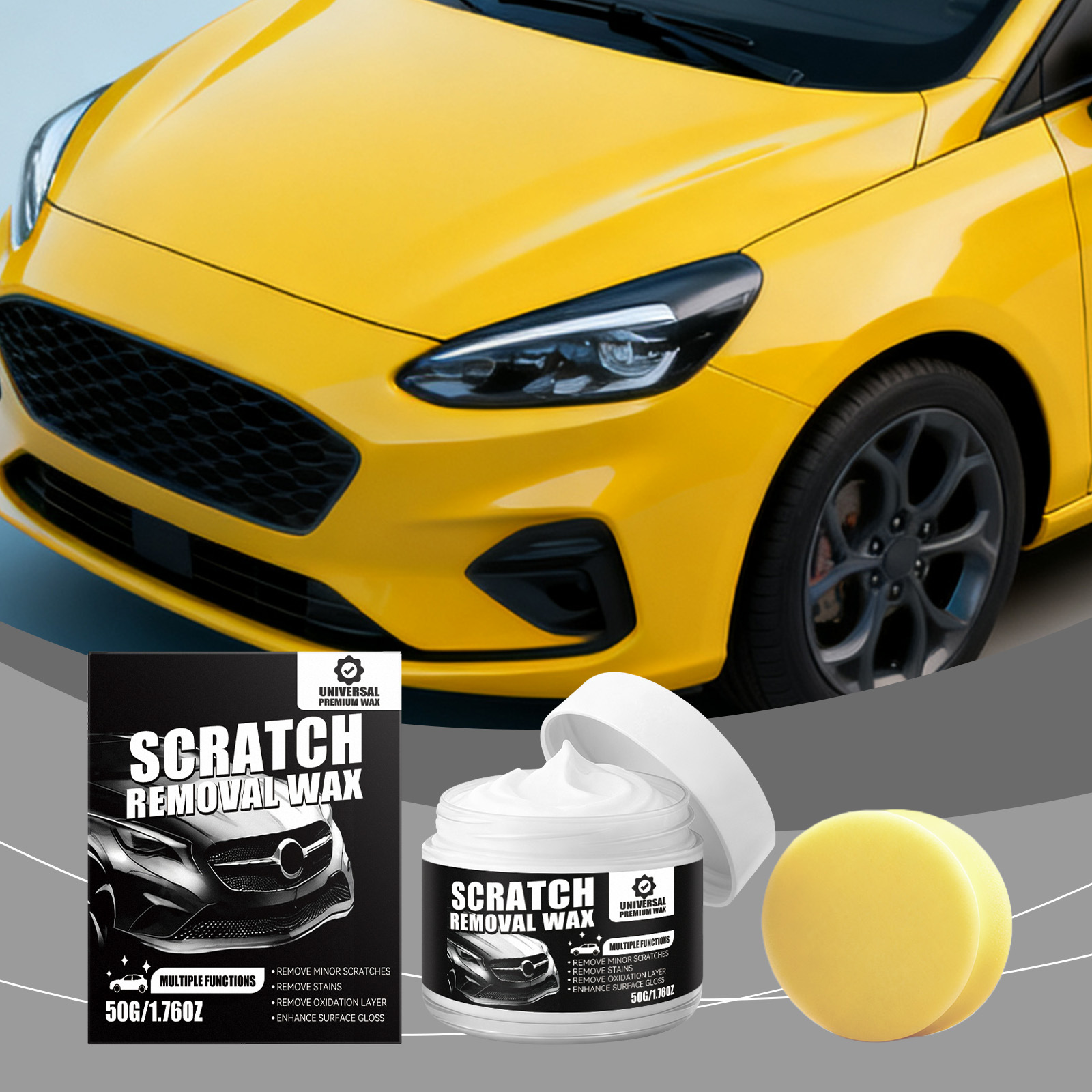 Autokratzercreme Für Die Tägliche Pflege, Reinigung Und Politur Der Karosserie, Creme Zur Behandlung Kleinerer Kratzer Im Autolack – 50 G × 1 + Schwamm × 1 -- Biemmedue