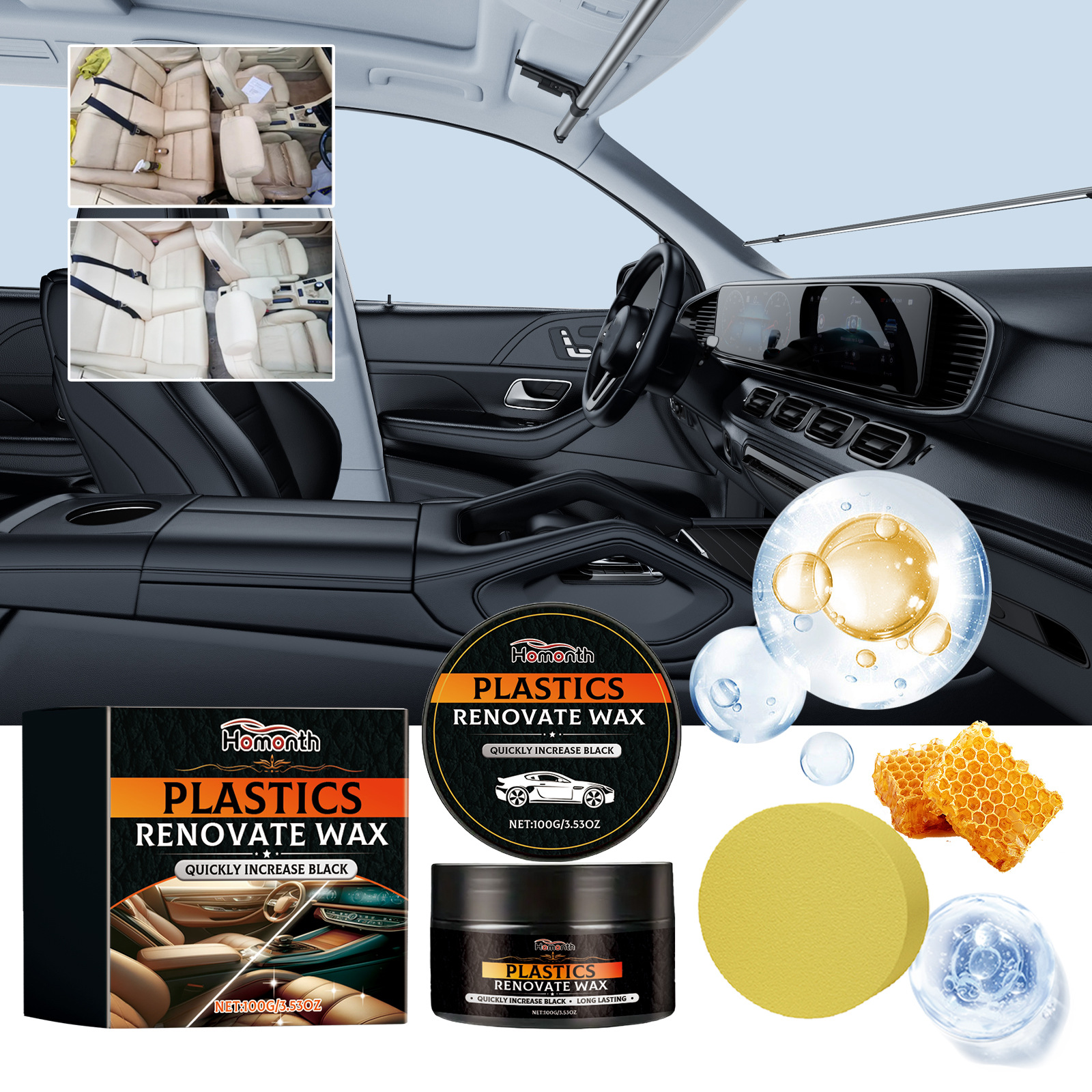 Autolederpflegecreme Für Autositze Und Lederausstattung – 100 G + Schwamm -- Biemmedue