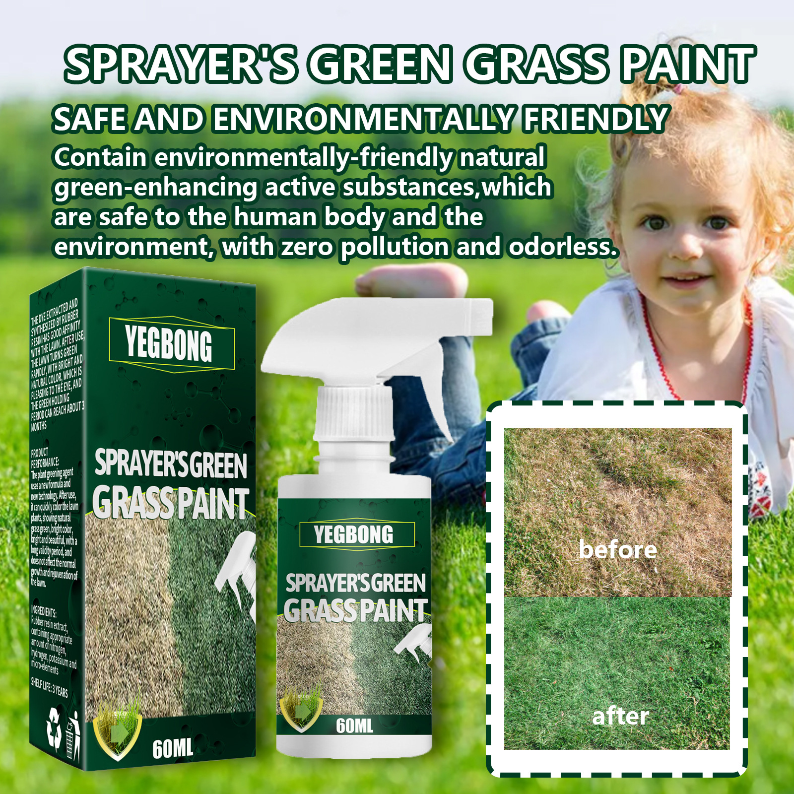Begrünungsmittel Für Rasenflächen, Das Vertrocknetes Gras Wieder Grün Und Glänzend Macht – 60 Ml -- Biemmedue