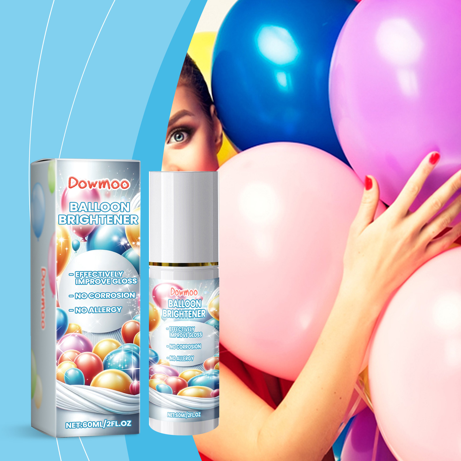 Ballondekorations-aufhellungsspray - 60 Ml, Für Einen Glänzenden, Antioxidativen Und Lang Anhaltenden Glanz Auf Ballonoberflächen. -- Biemmedue