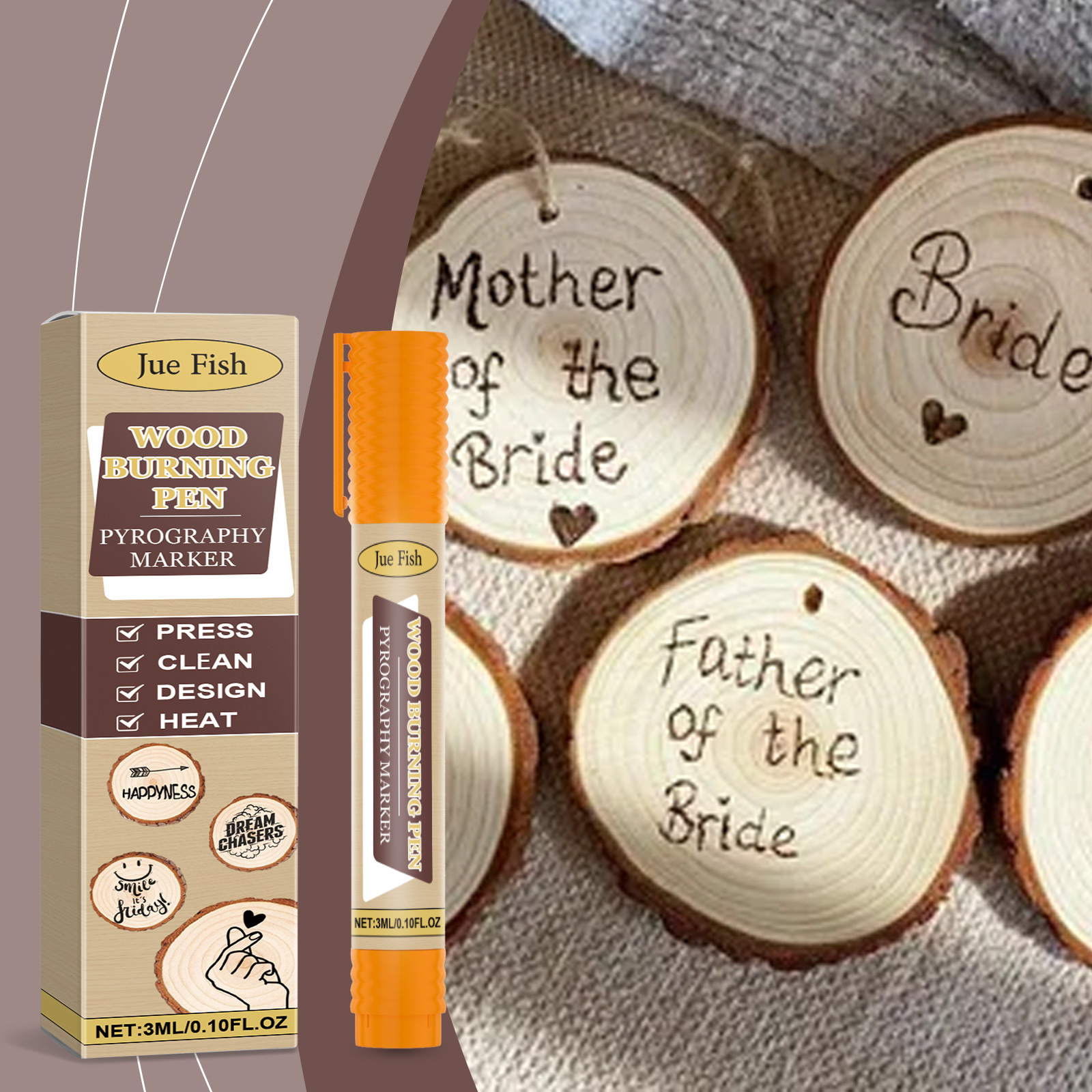 Brandmalstift Aus Holz, Handgefertigtes Design, Holzuntersetzer, Schneidebrett-brandmalstift – 3 Ml -- Biemmedue