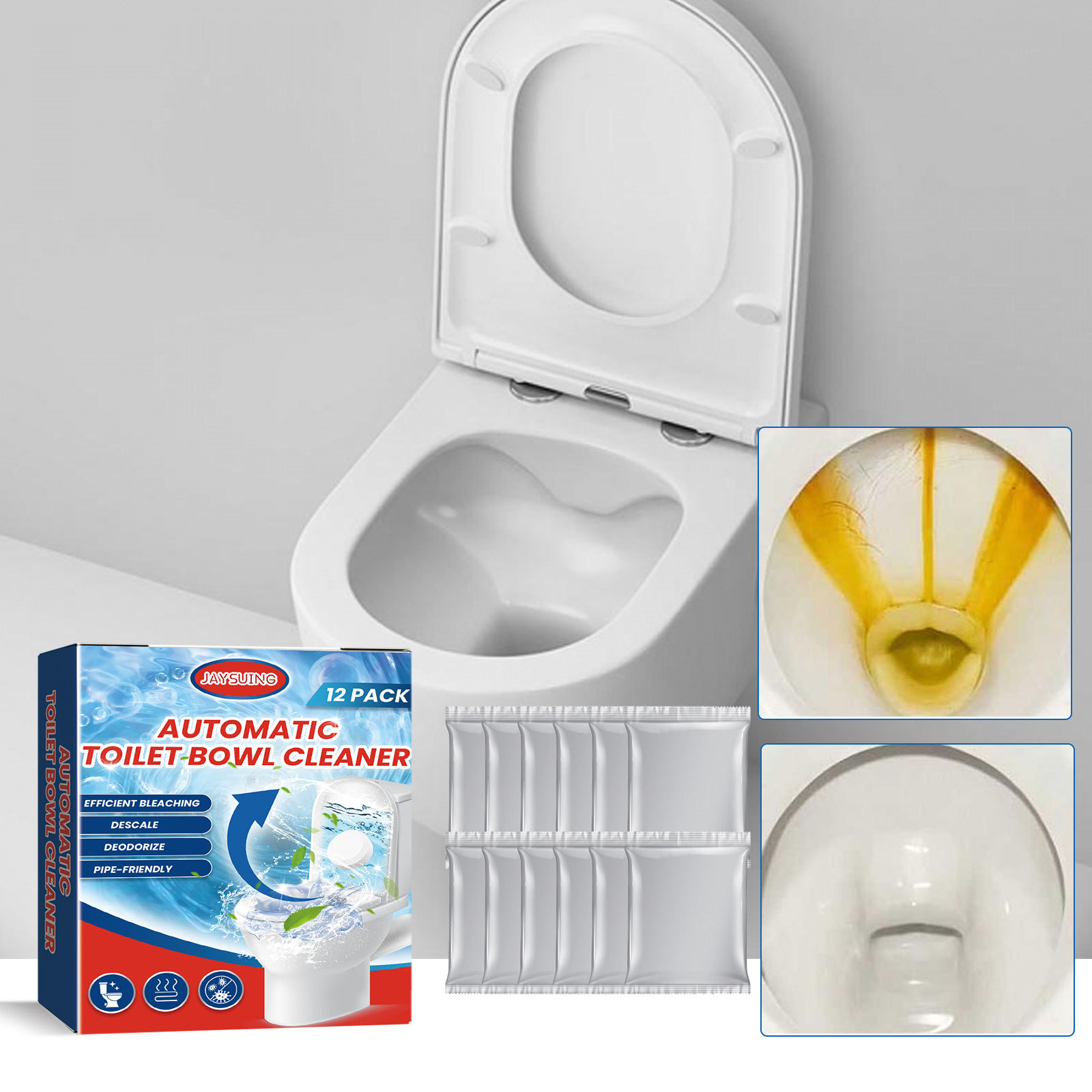 Brausetabletten Für Den Haushalt, Zur Entkalkung, Geruchsbeseitigung Und Fleckenentfernung In Toiletten – 12 Stück -- Biemmedue