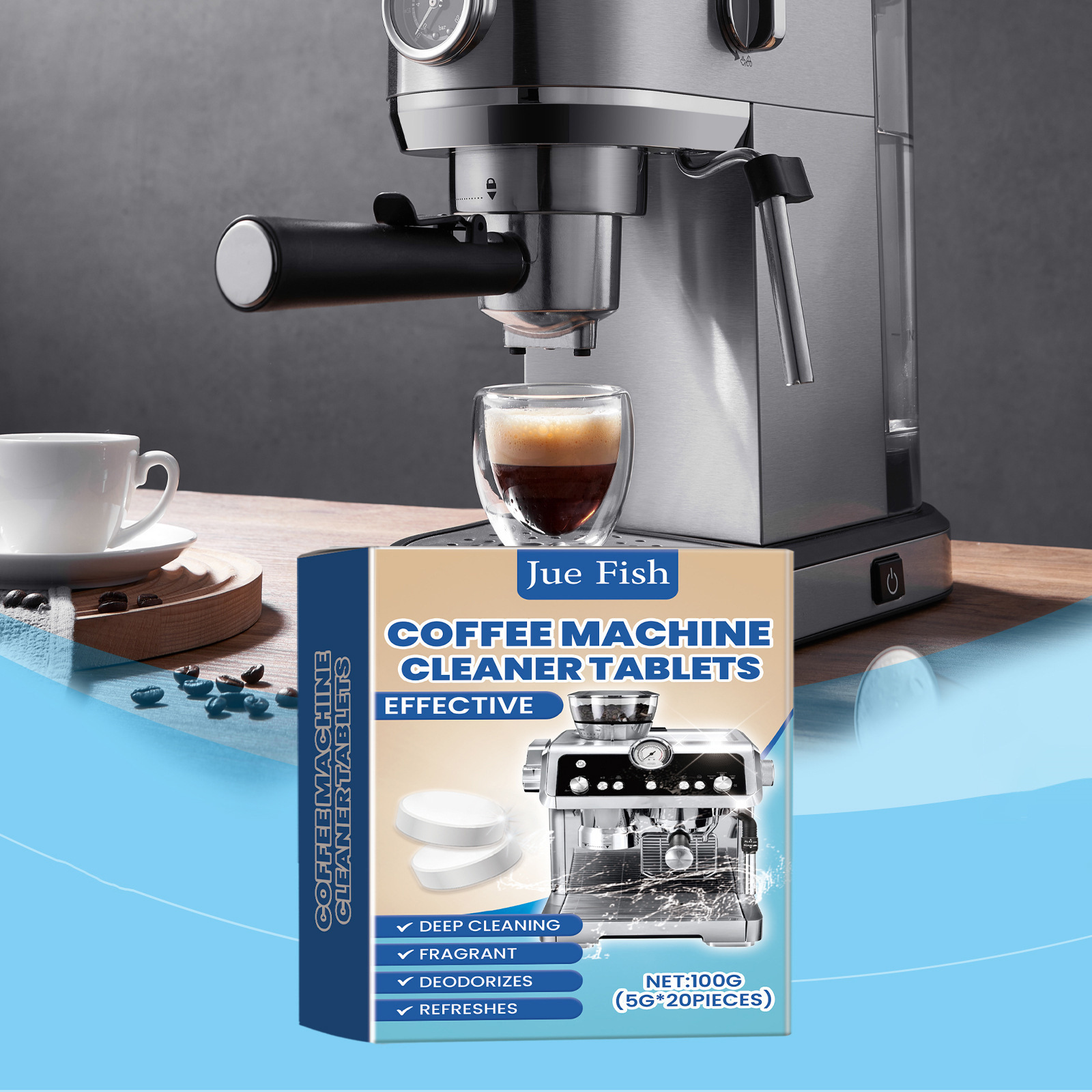 Brausetabletten Zur Reinigung Von Kaffeemaschinen - 100 G (5 G X 20 Stück) - Reinigungsmittel Zur Entfernung Von Flecken Und Schmutz Aus Kaffeemaschinen, Zur Aufbereitung Und Wartung Dieser Maschinen.