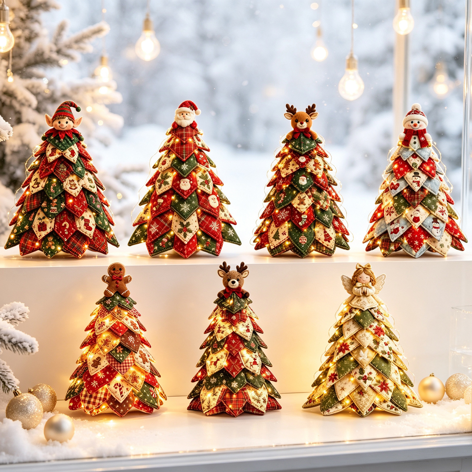 Diy-weihnachtsbaum-set Mit Led-lichterketten – Strapazierfähige Tischdekoration Aus Polyestergewebe – Lebkuchenmann -- Biemmedue