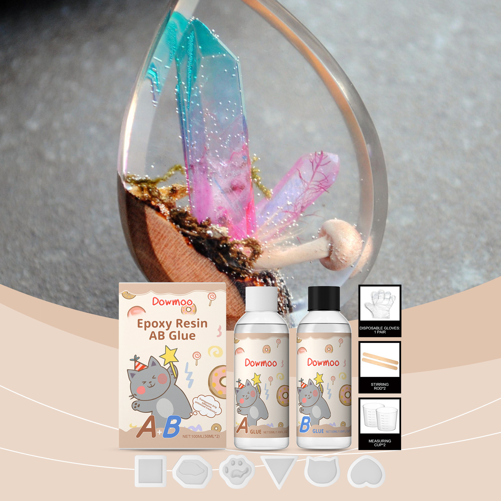 Diy-set Für Transparentes Epoxidharz Ab: Geruchloses, Schnell Trocknendes Und Aushärtendes Kristall-epoxidharz -- Biemmedue