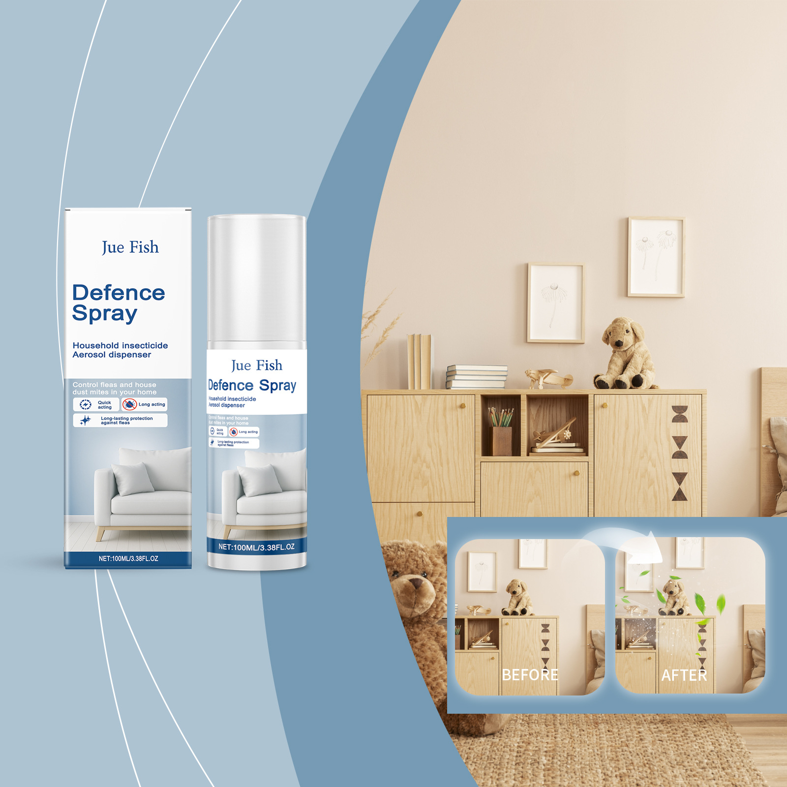 Floh- Und Läuseabwehrspray Für Den Haushalt, Schnell Trocknend, Geruchlos Und Reinigend – 100 Ml -- Biemmedue