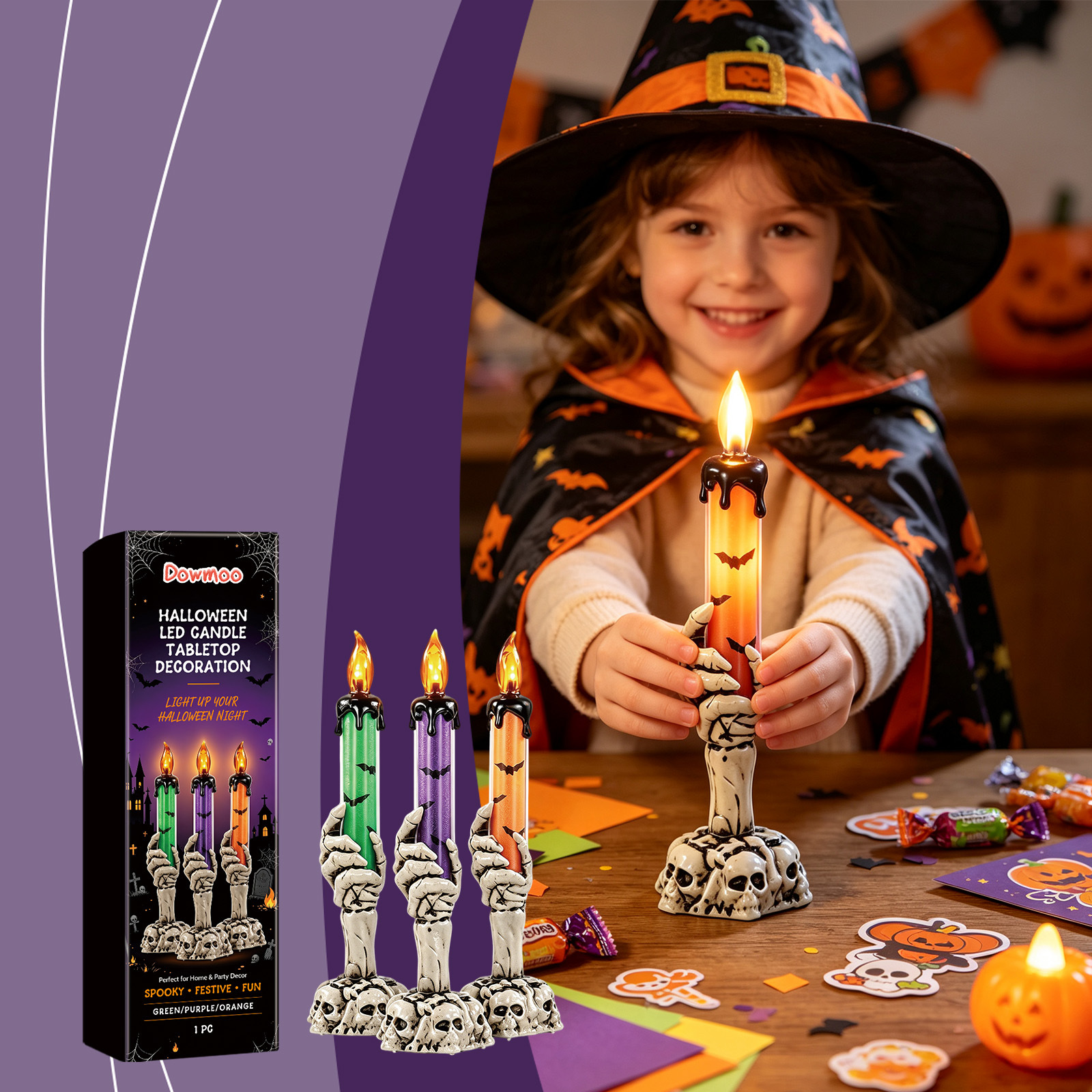 Halloween-led-tischdekorationsserie: Kreative Und Exquisite Designs, Verschiedene Farben Erhältlich – Grün -- Biemmedue
