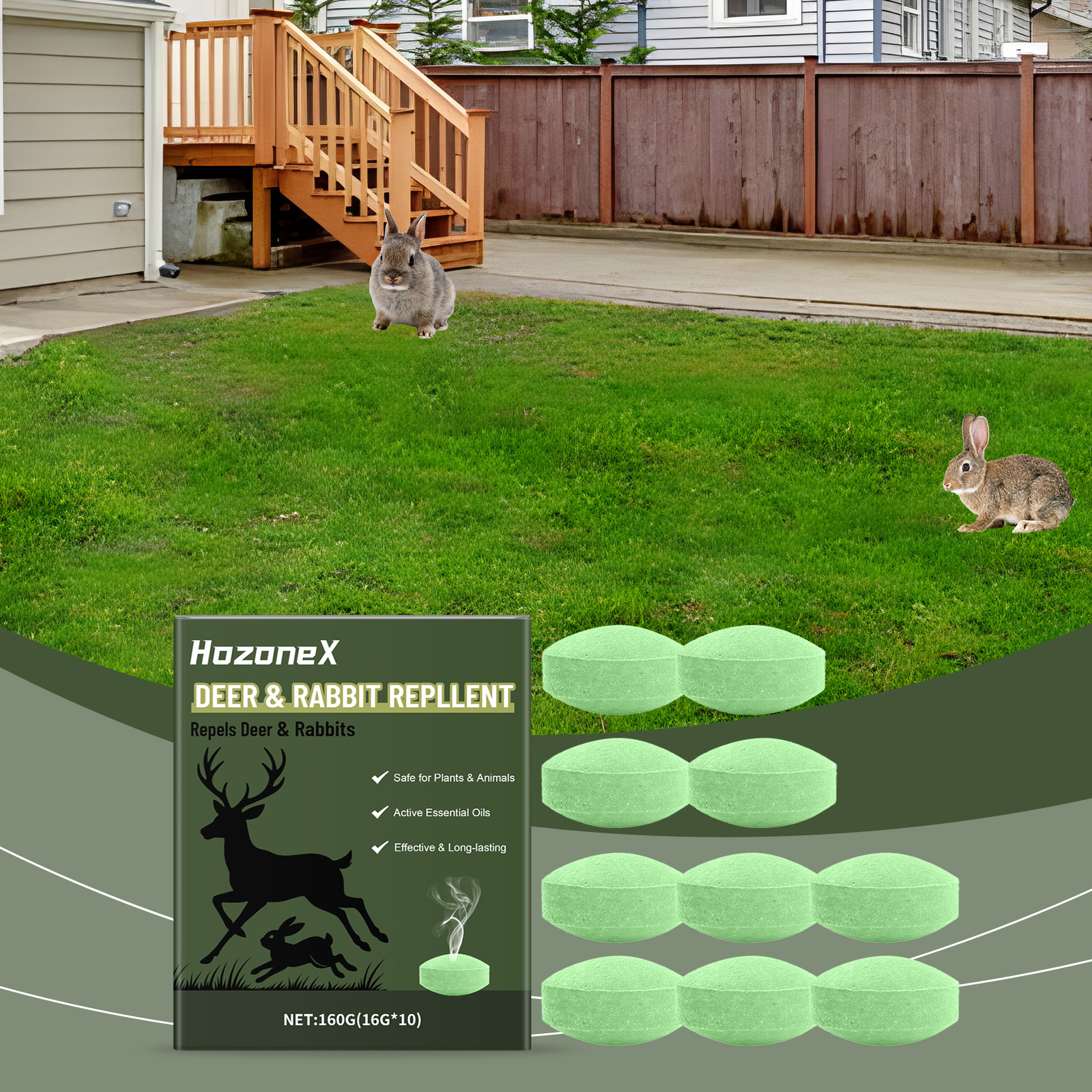 Hirsch- Und Kaninchenabwehrtabletten – Für Haus, Garten Und Terrasse – Dufttabletten Mit Pflanzenöl – Lang Anhaltender Schutz (10 Tabletten + 3 Netzbeutel) -- Biemmedue