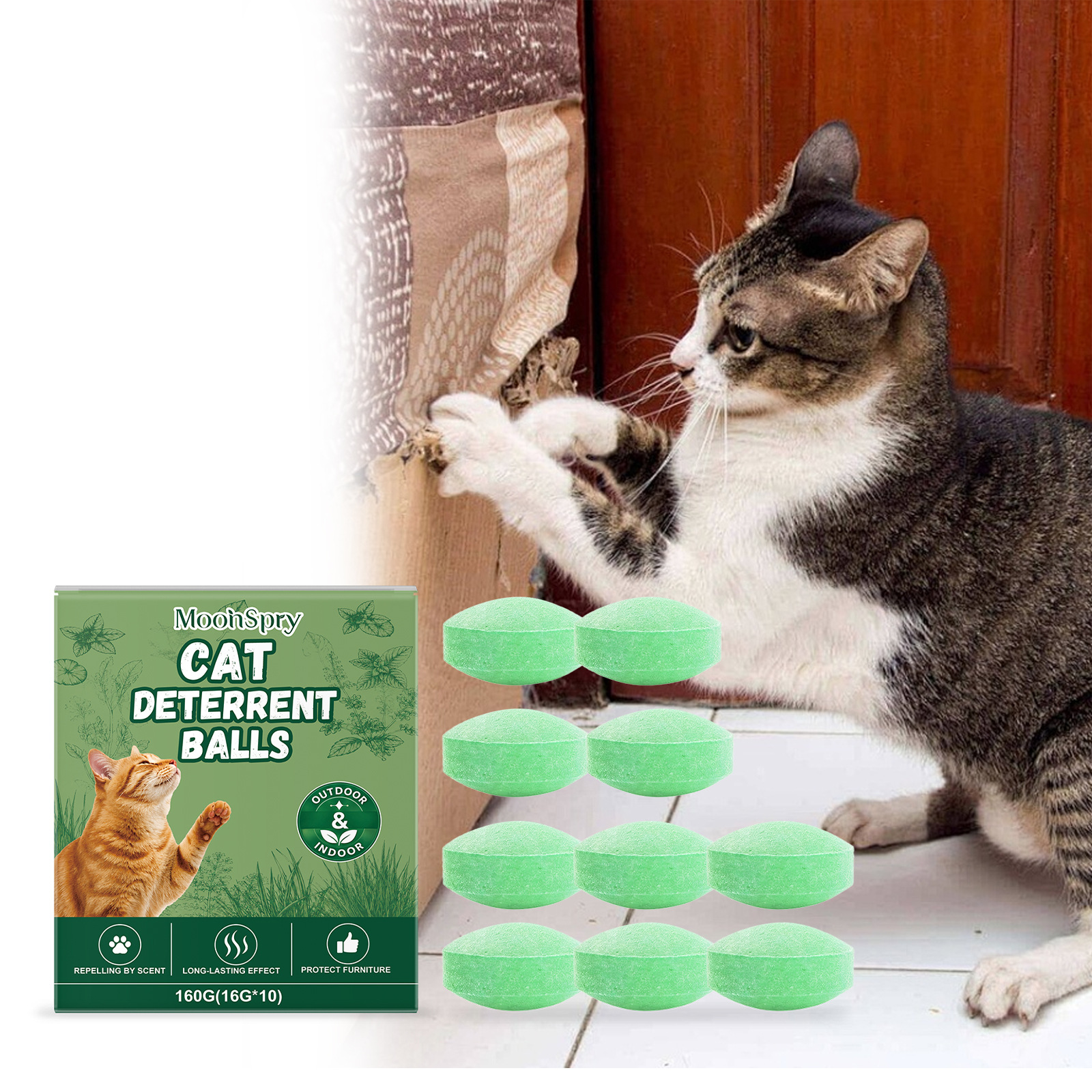Katzenabwehrtabletten Für Den Täglichen Gebrauch, Für Drinnen Und Draußen, Zum Abwehren Von Katzen Und Zum Schutz Vor Bissen Und Kratzern – 10 Tabletten À 16 G, 3 Netzbeutel -- Biemmedue