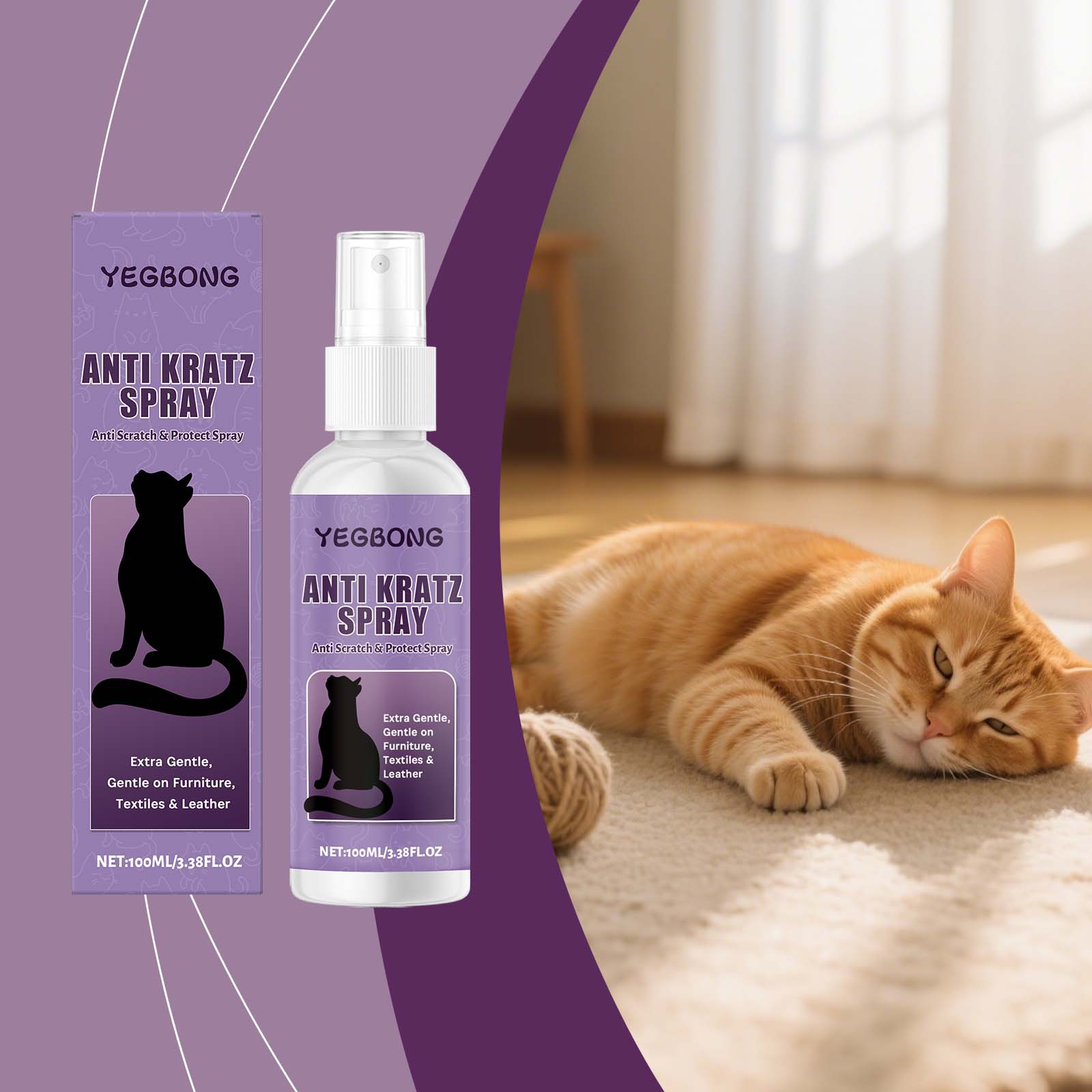 Kratzschutzspray Für Haustiere, Sicher Für Möbel, Geeignet Für Haushalte Mit Mehreren Haustieren, Milde Formel – 100 Ml -- Biemmedue