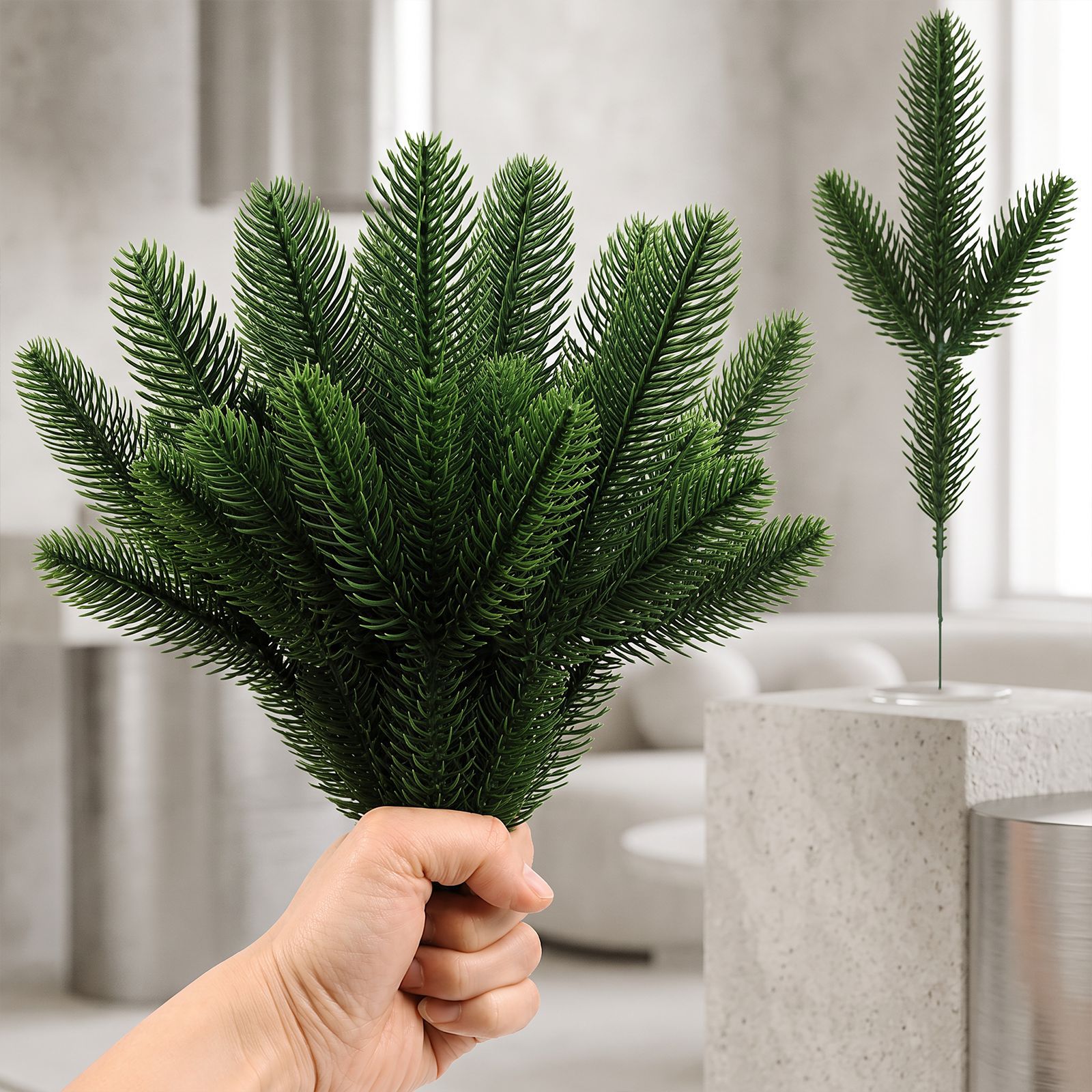 Künstliche Weihnachtspflanzen, Christbaumschmuck, Handgefertigte Blumendekorationen Für Zuhause, Festliche Atmosphäre, Künstliche Grüne Pflanzenornamente – 50 Stück -- Biemmedue