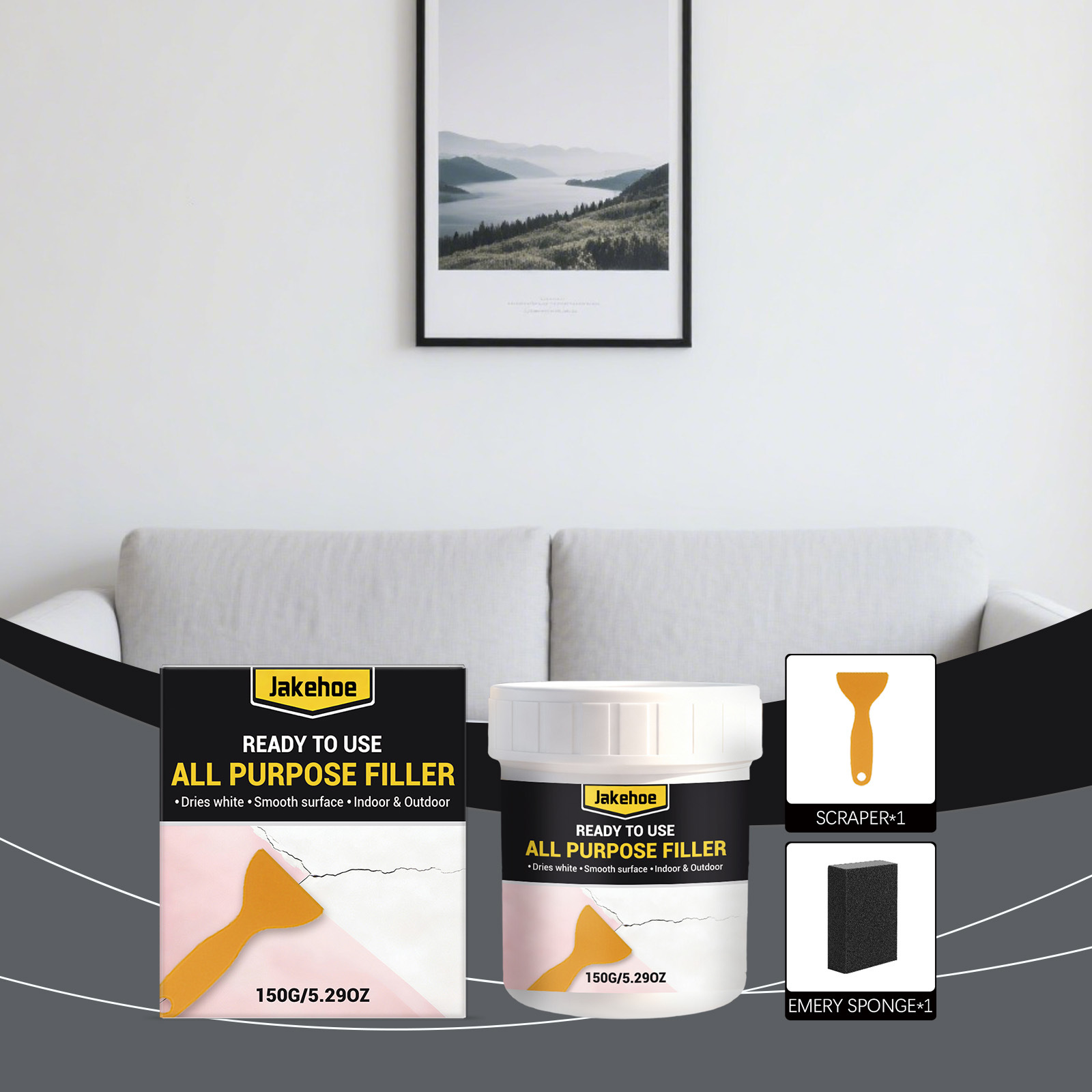 Mehrzweck-wandreparaturset Zum Auftragen, Renovieren Und Abdecken Beschädigter Wände Wasserfeste Wandreparaturpaste – 150 G × 1, Spachtel × 1, Diamantschwamm × 1 -- Biemmedue